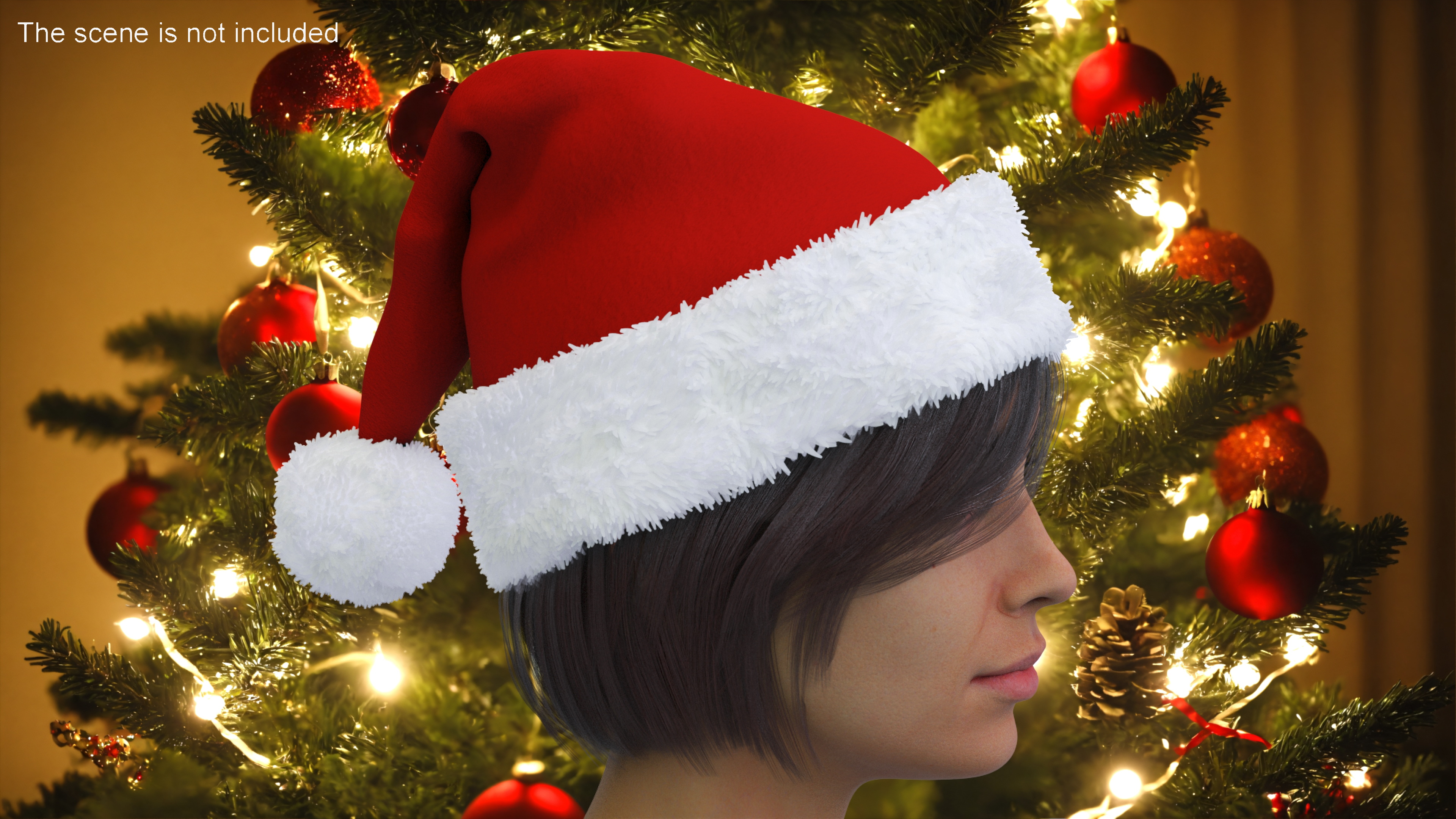 Traditional Xmas Santa Claus Holiday Hat Fur 3D model