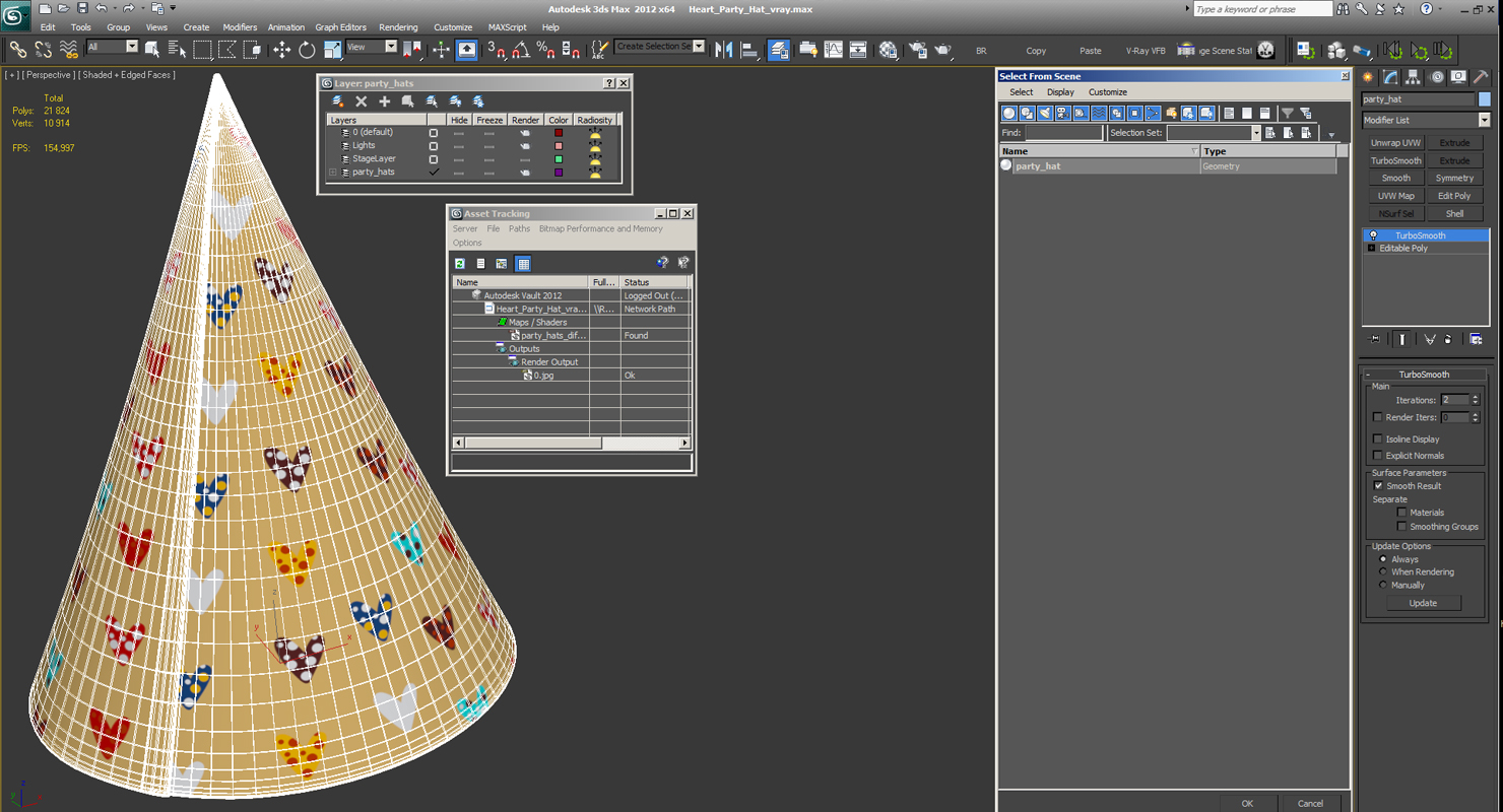 3D model Heart Party Hat