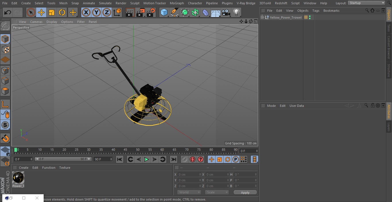 Yellow Power Trowel 3D model
