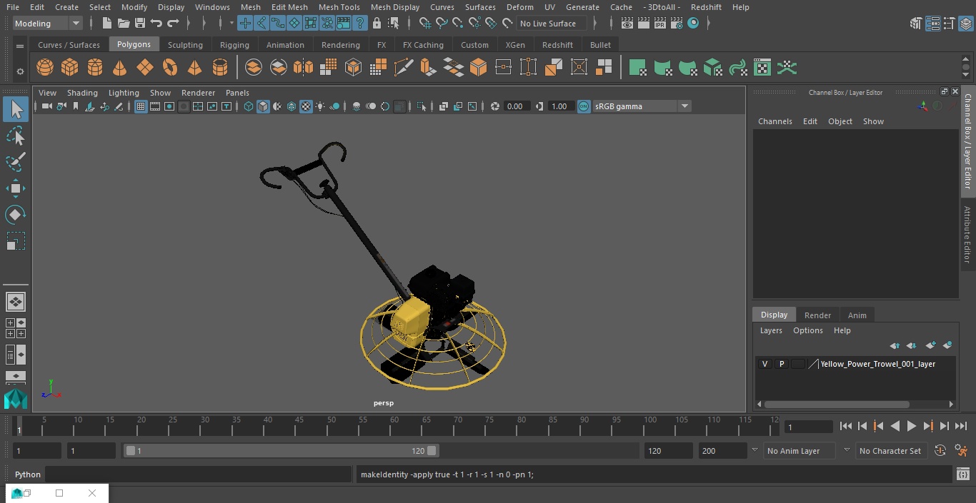 Yellow Power Trowel 3D model