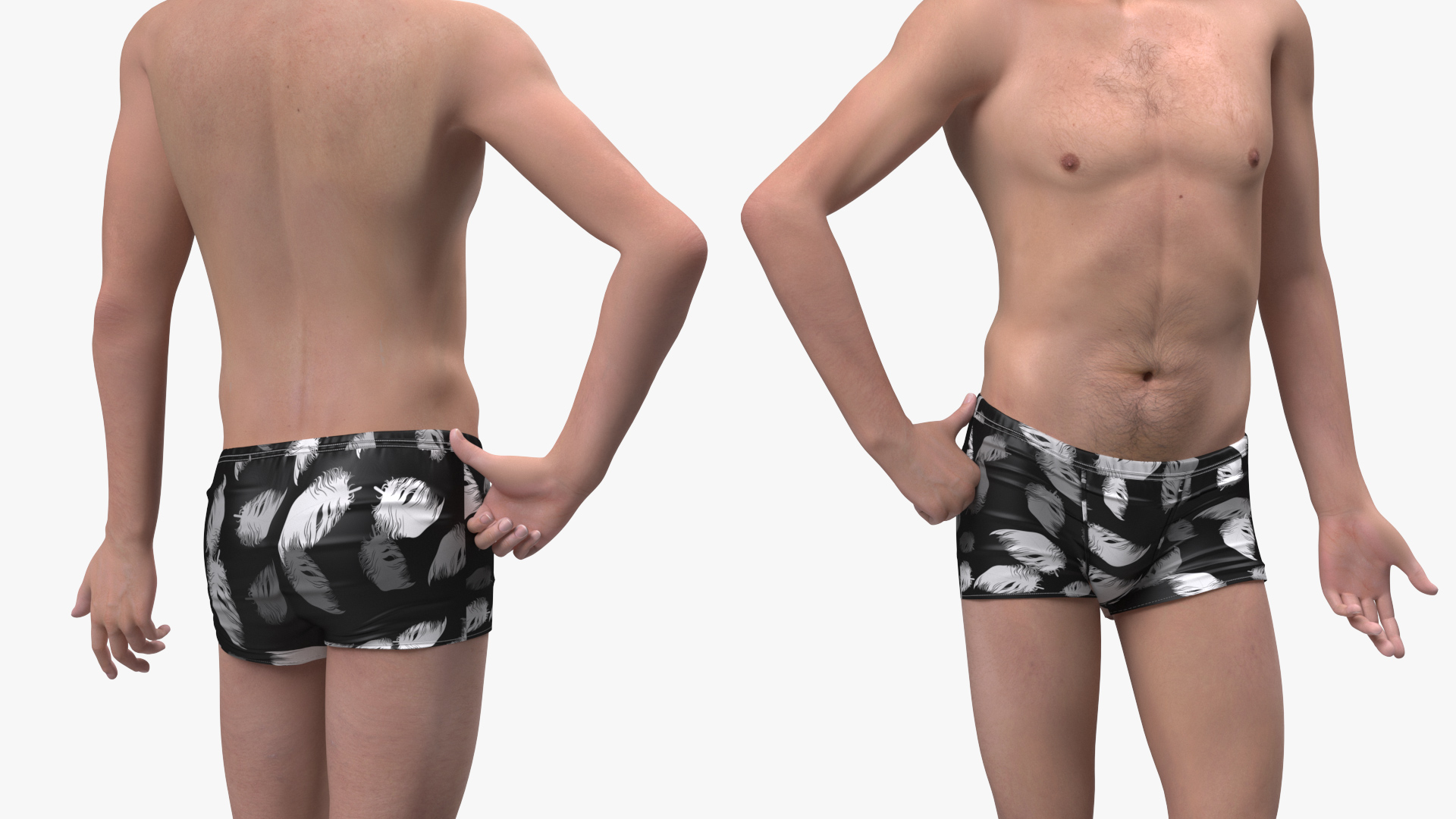 Asian Man Underwear Smiling 3D