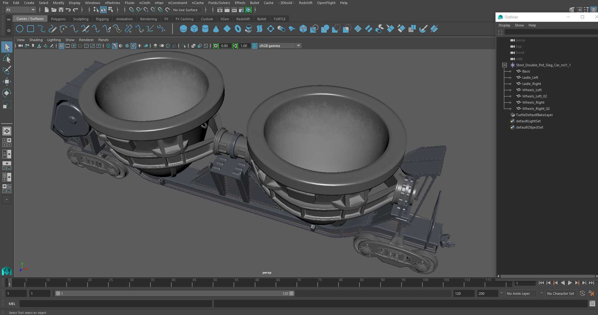 3D model Steel Double Pot Slag Car