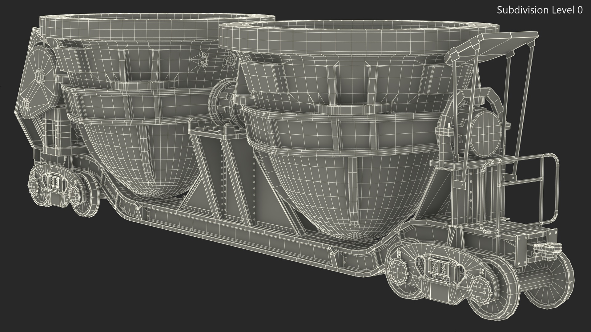 3D model Steel Double Pot Slag Car