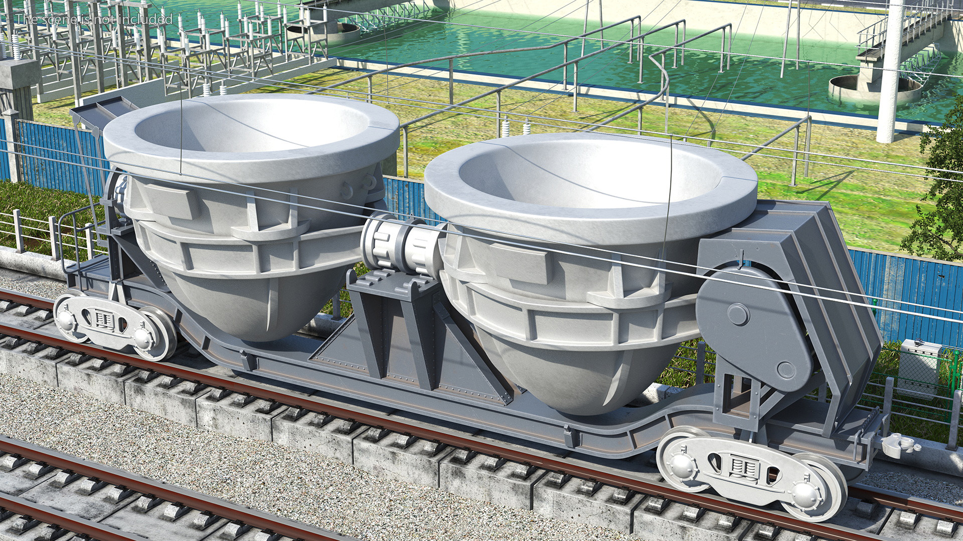 3D model Steel Double Pot Slag Car