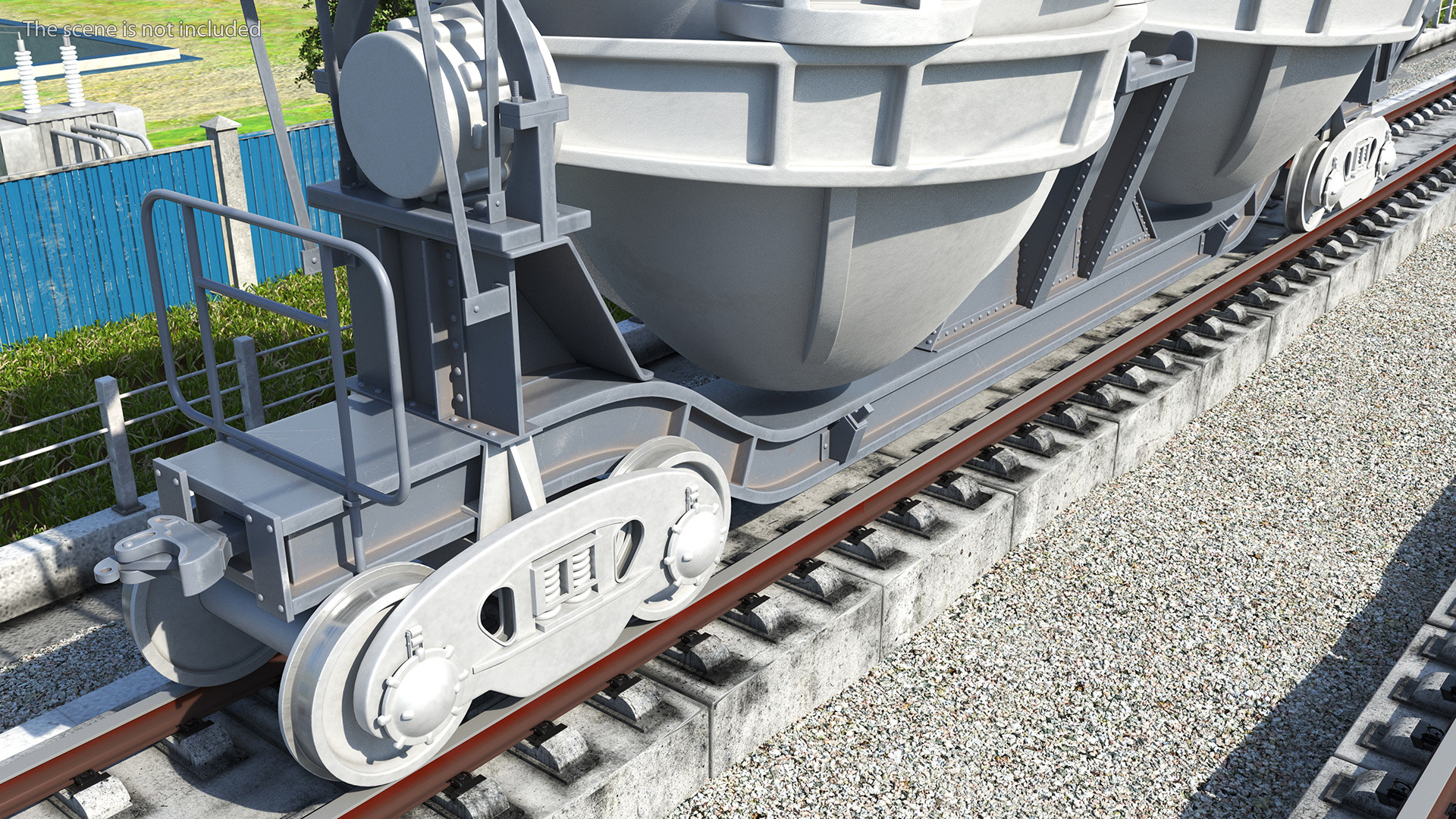 3D model Steel Double Pot Slag Car