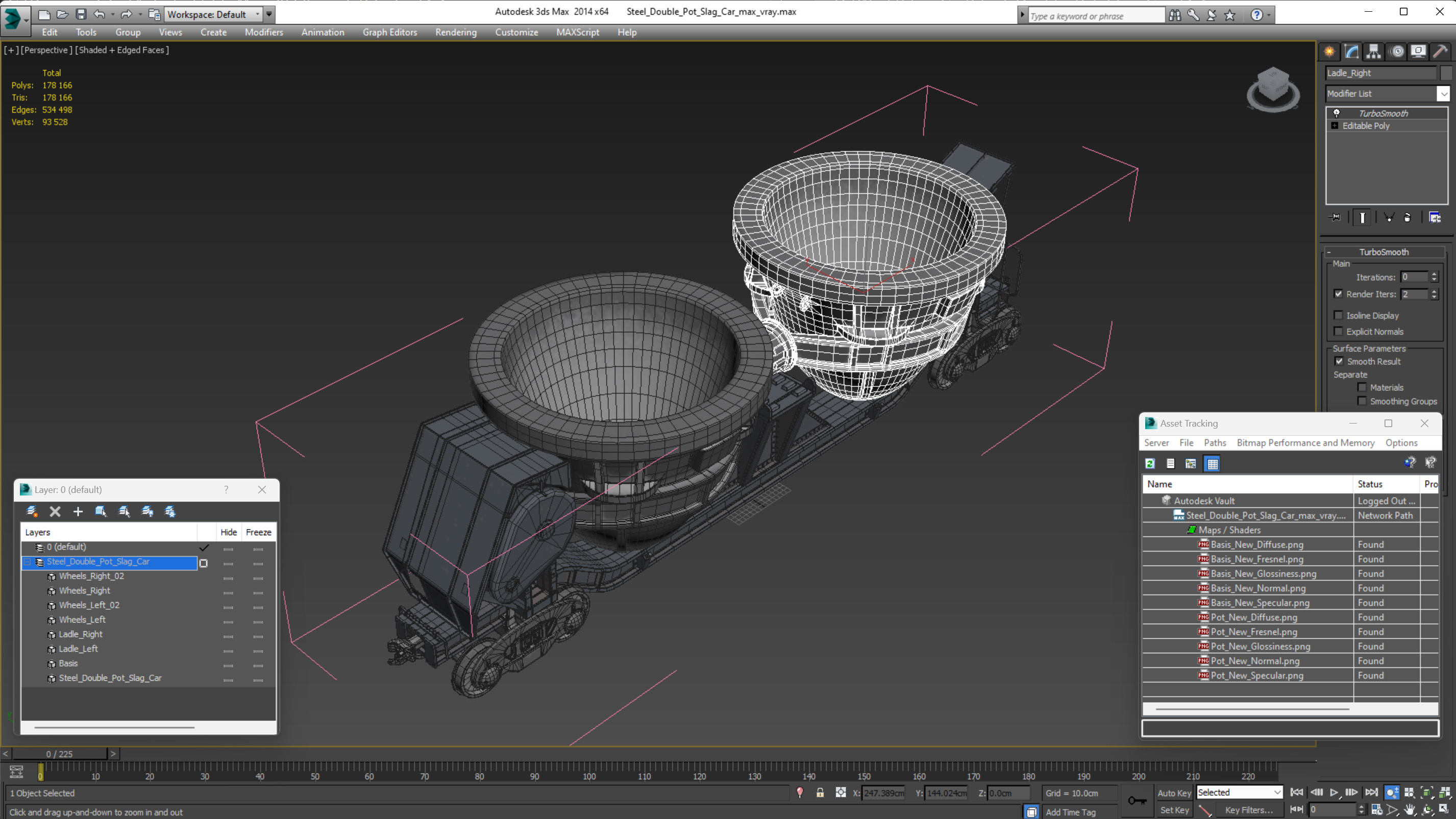 3D model Steel Double Pot Slag Car