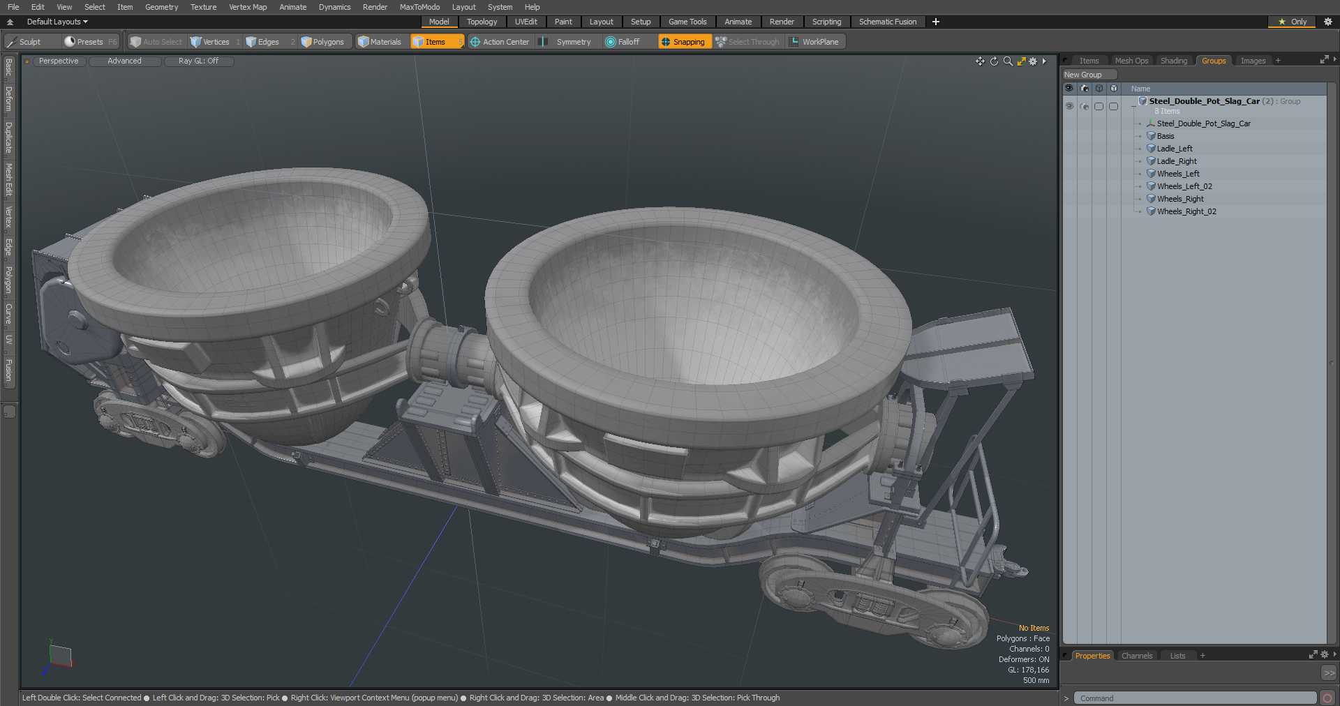 3D model Steel Double Pot Slag Car