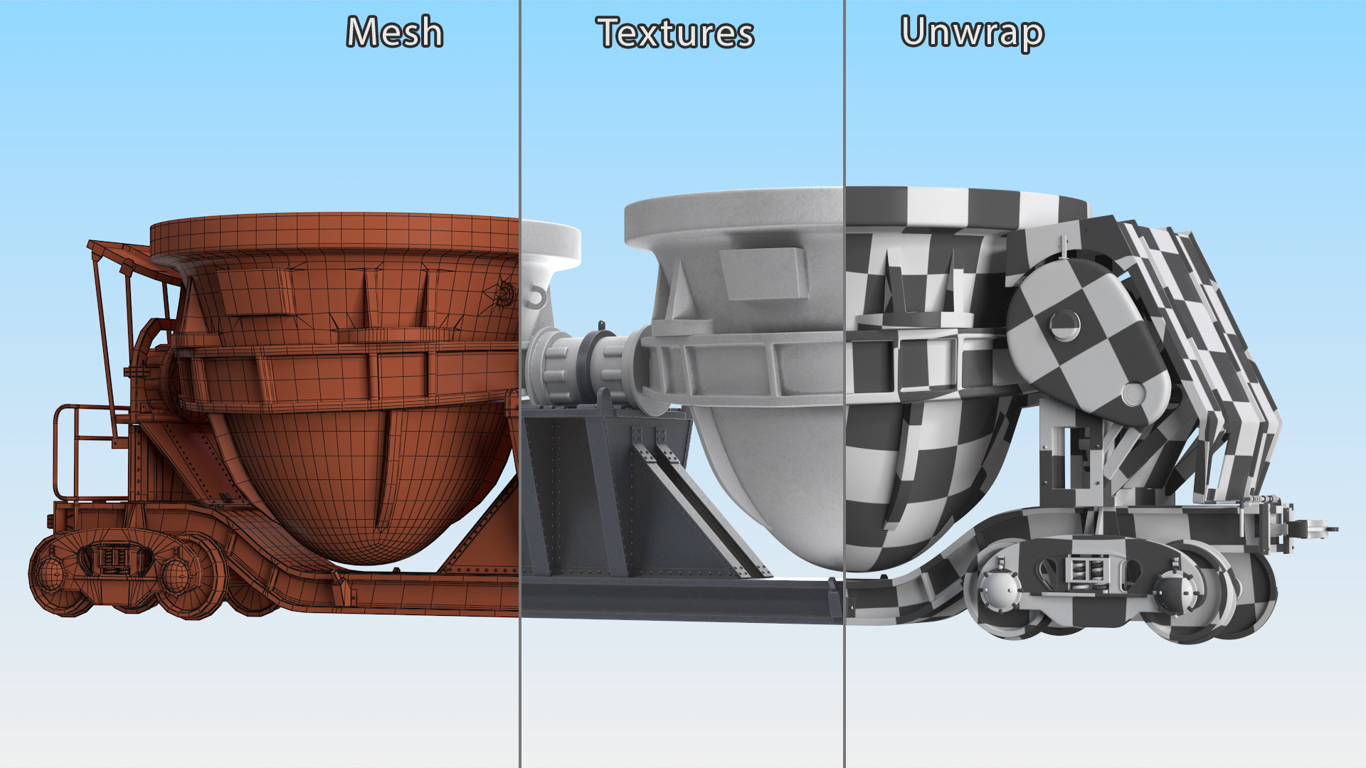 3D model Steel Double Pot Slag Car