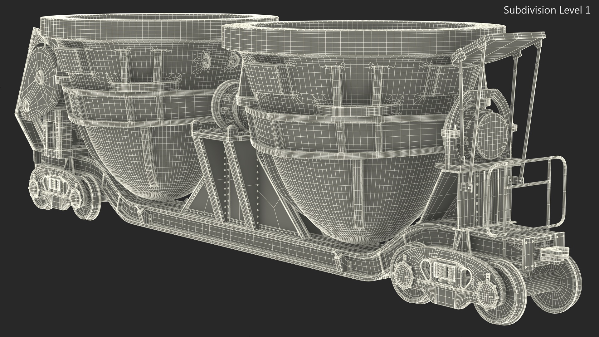 3D model Steel Double Pot Slag Car