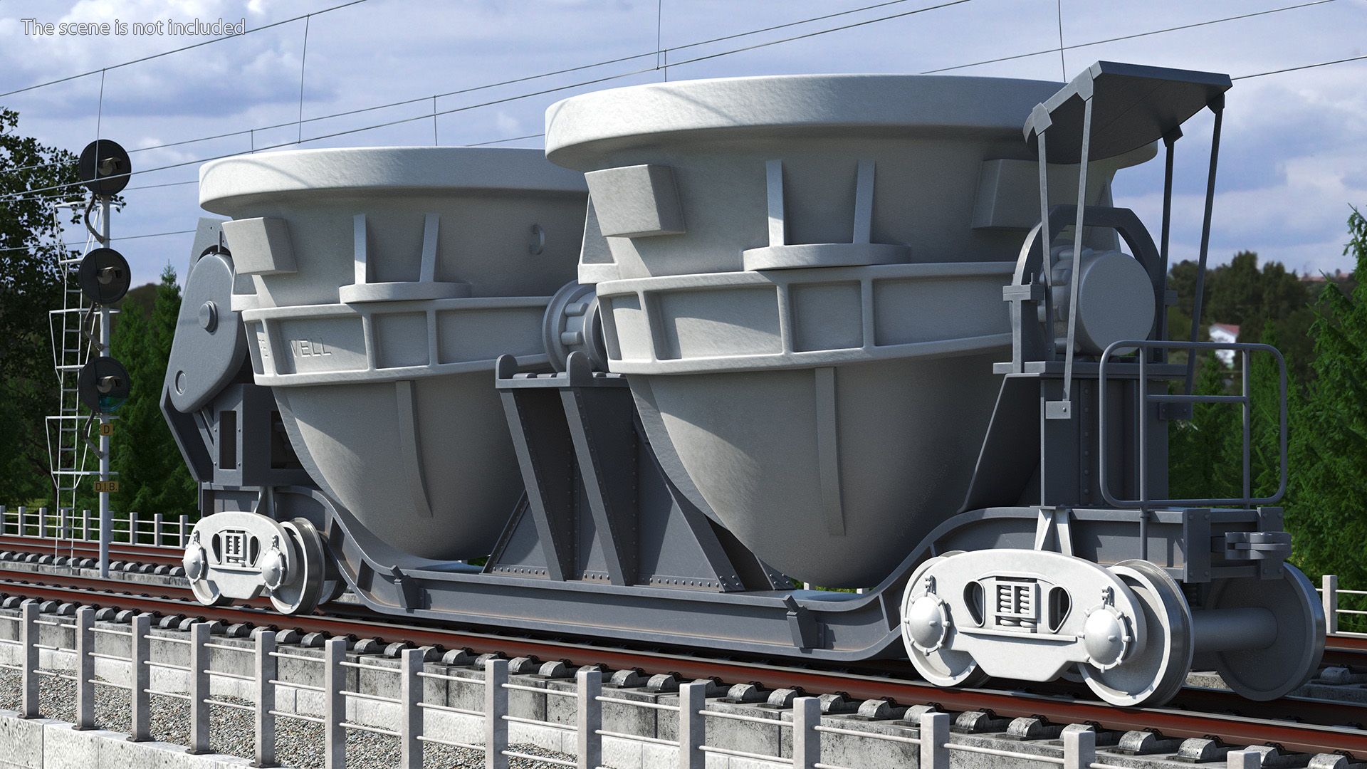 3D model Steel Double Pot Slag Car
