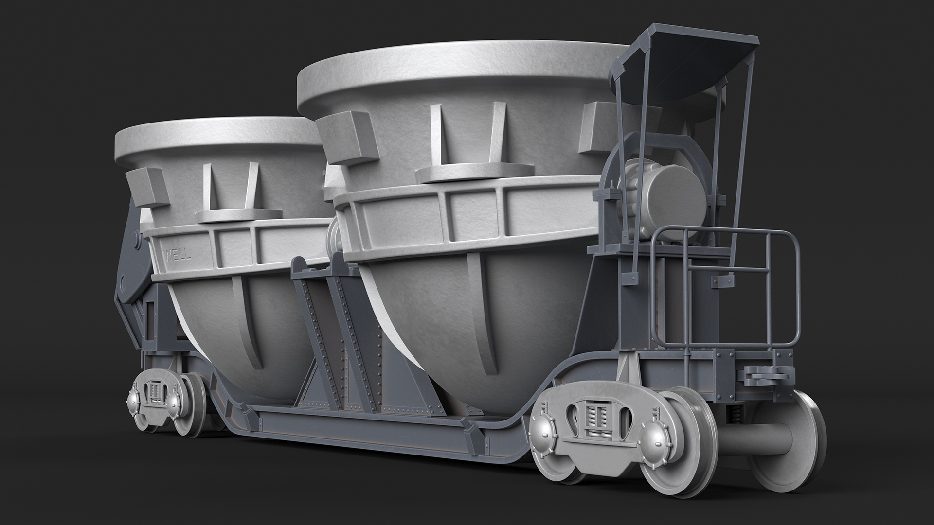 3D model Steel Double Pot Slag Car