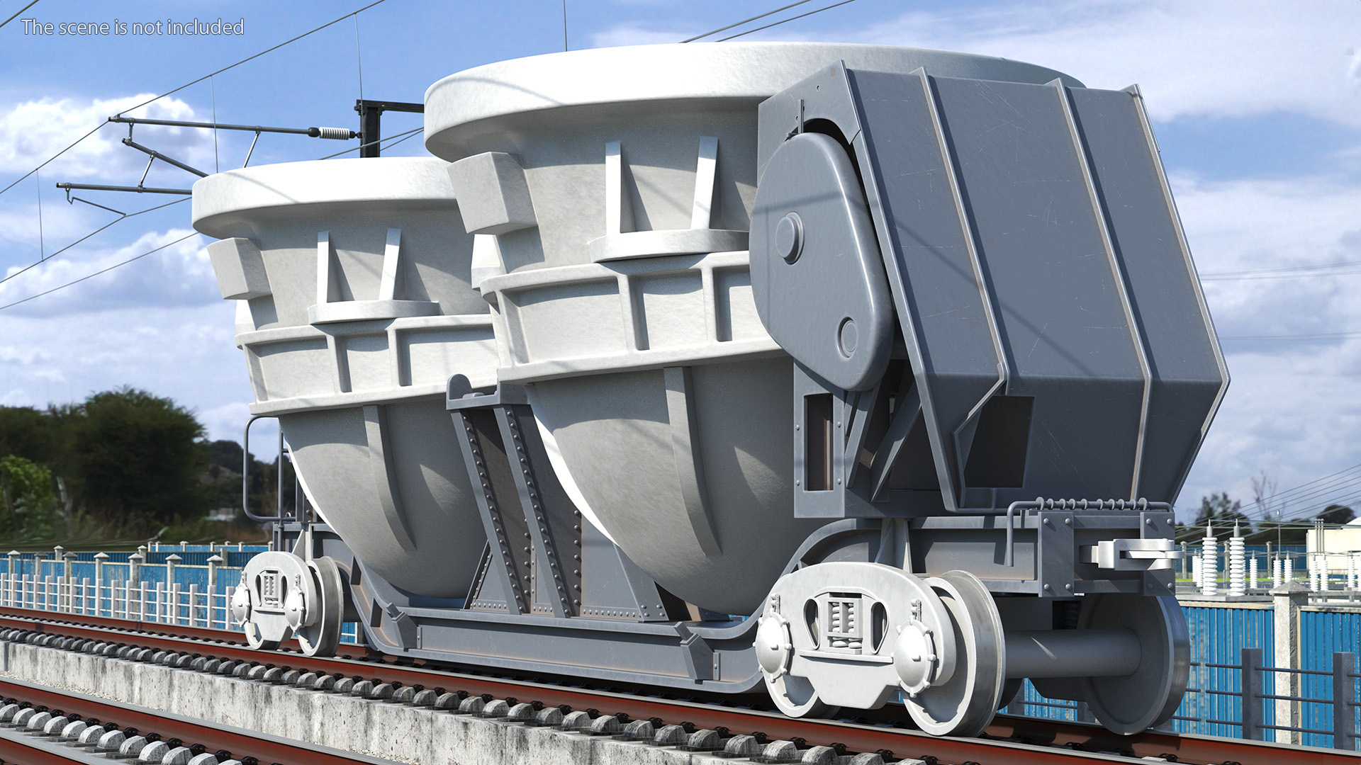 3D model Steel Double Pot Slag Car