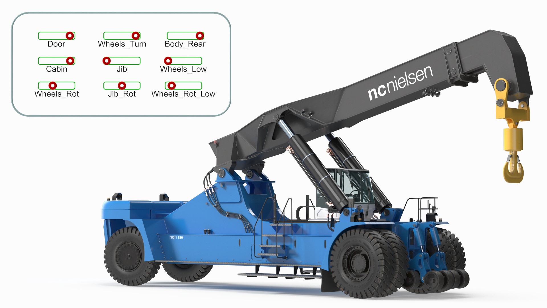 Reach Stacker Container Handler NC Nielsen Rigged 3D model