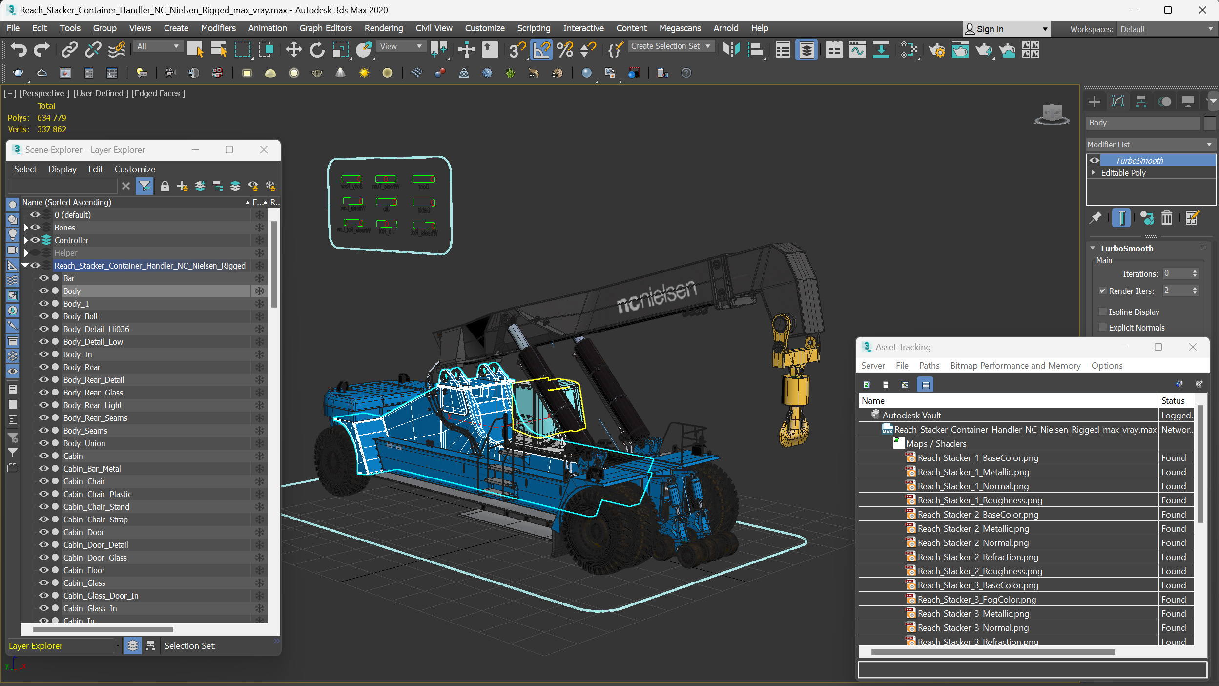 Reach Stacker Container Handler NC Nielsen Rigged 3D model
