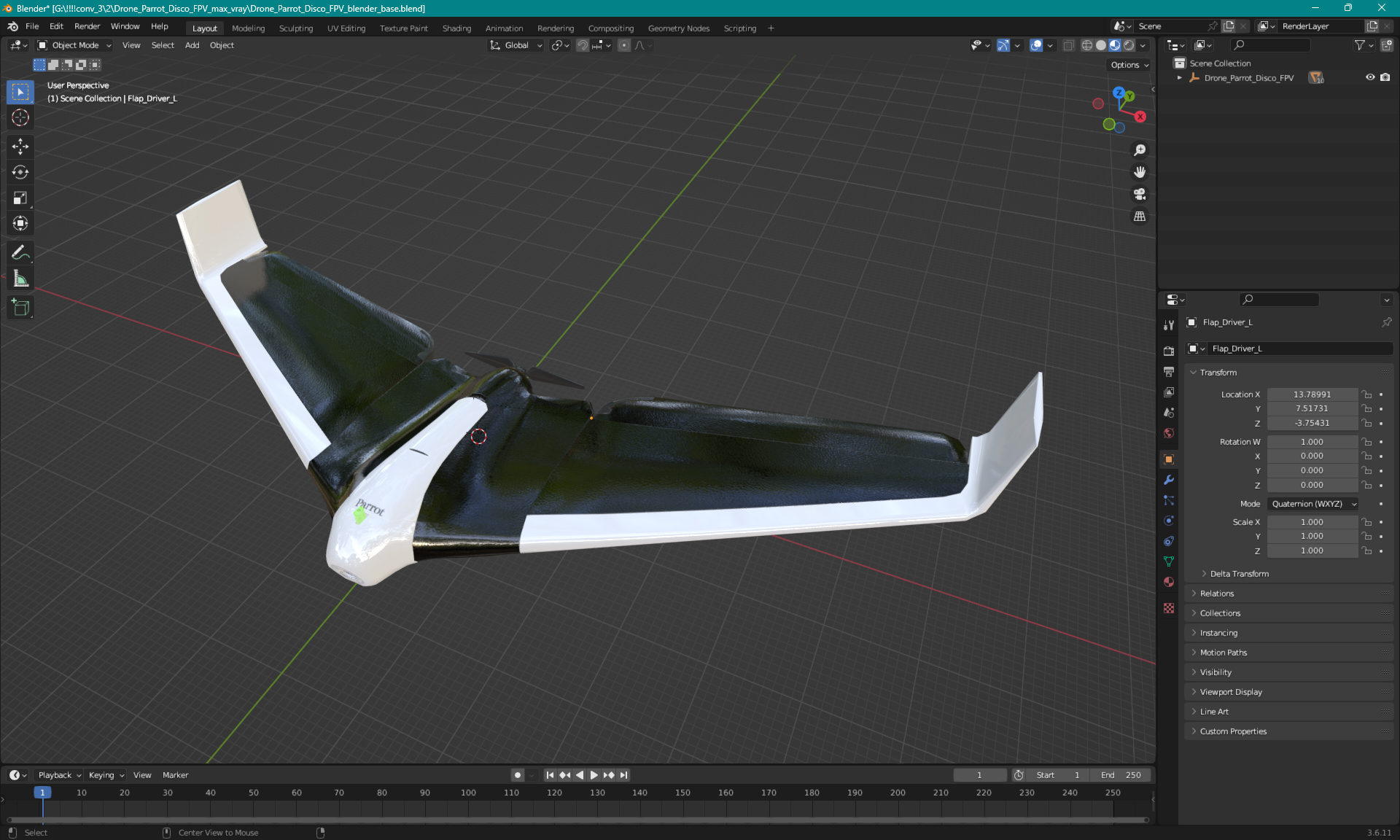 Drone Parrot Disco FPV 3D