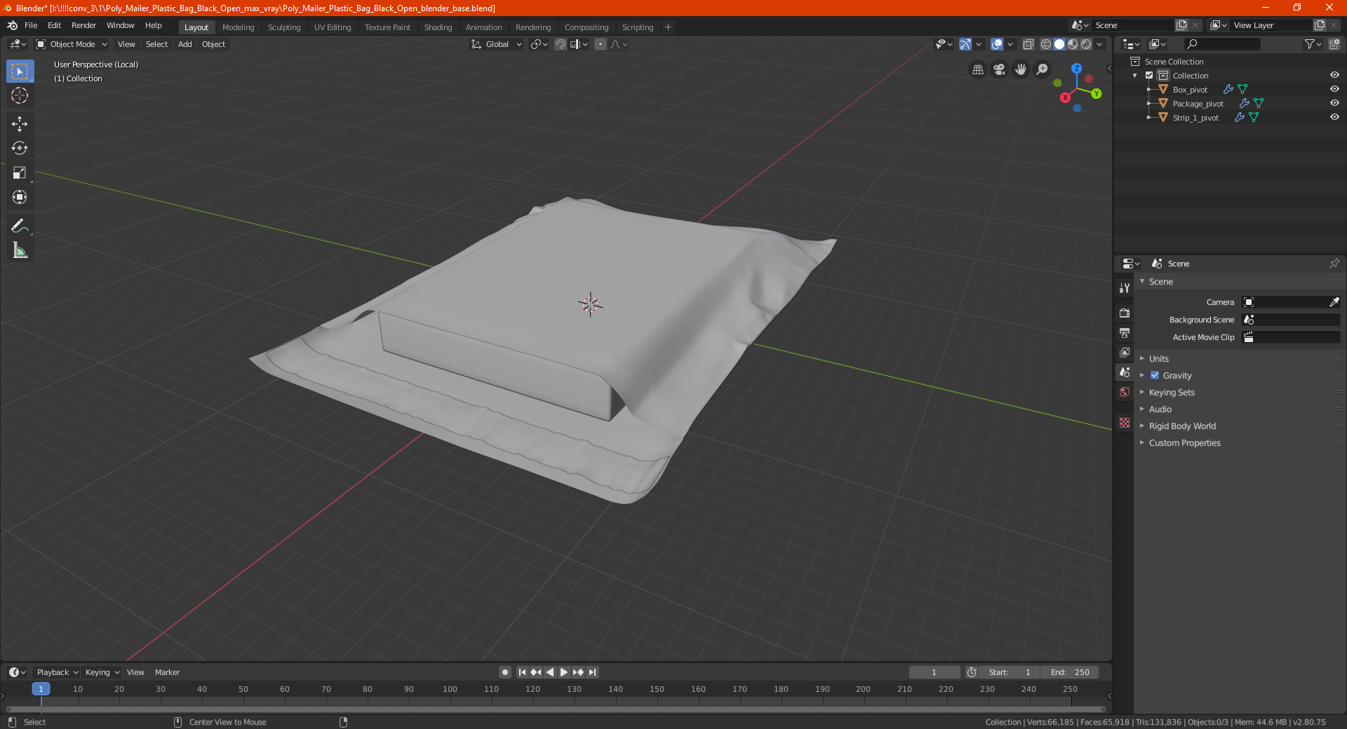 Poly Mailer Plastic Bag Black Open 3D model