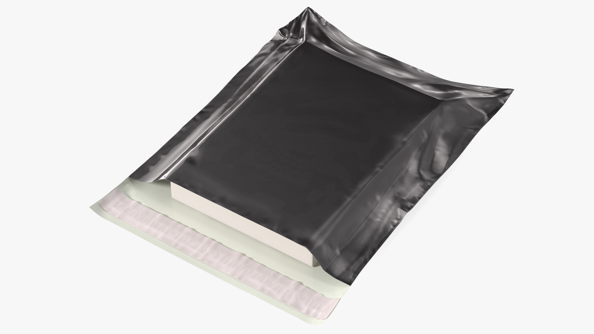 Poly Mailer Plastic Bag Black Open 3D model