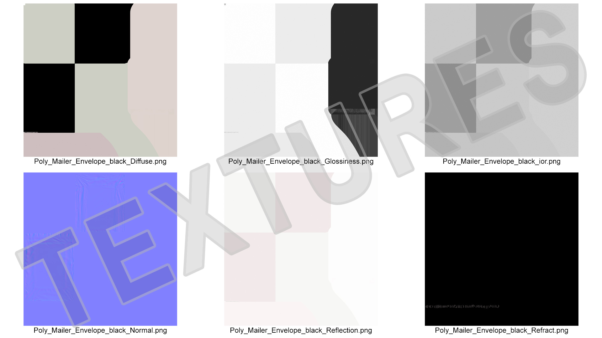 Poly Mailer Plastic Bag Black Open 3D model