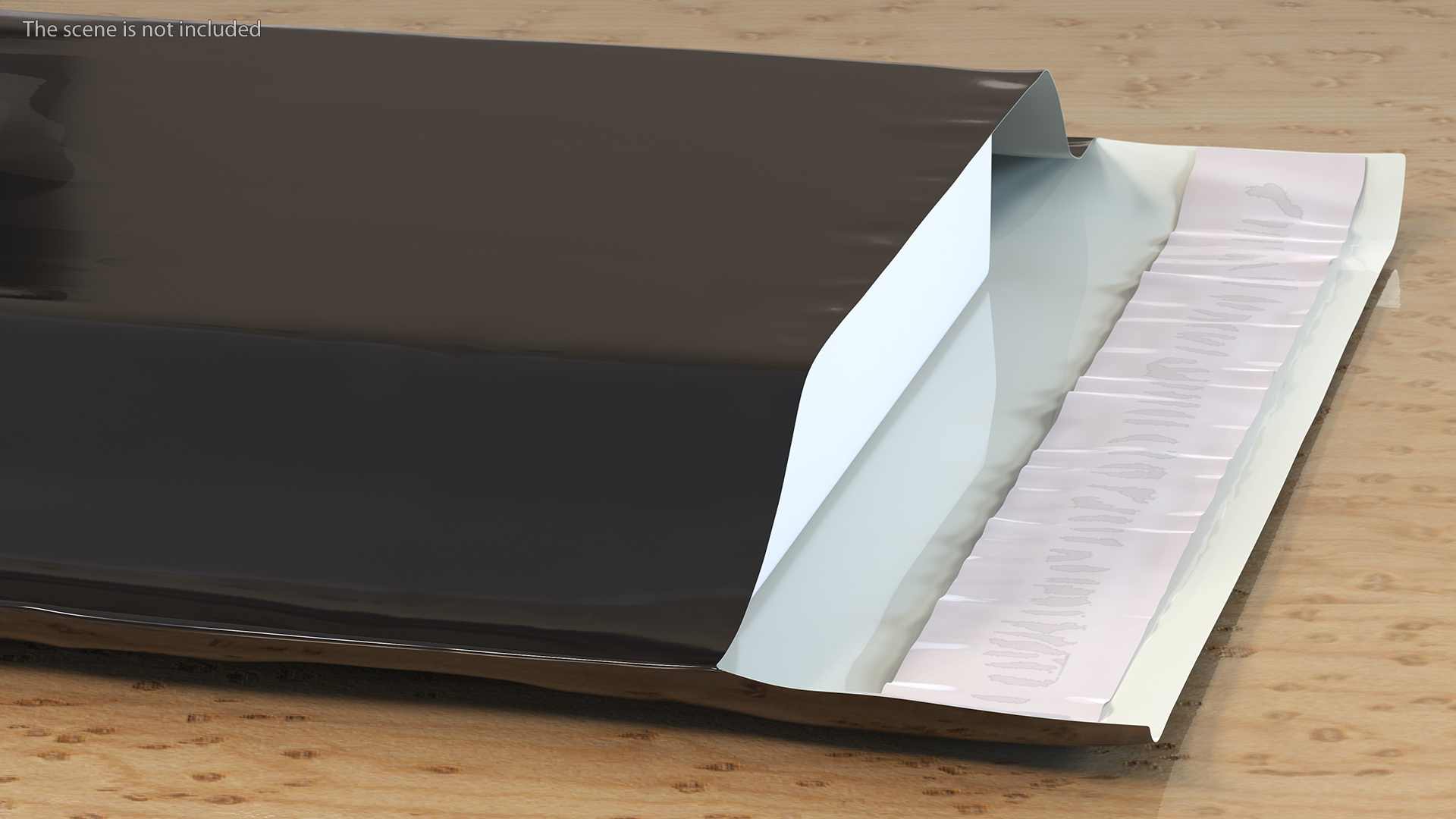 Poly Mailer Plastic Bag Black Open 3D model