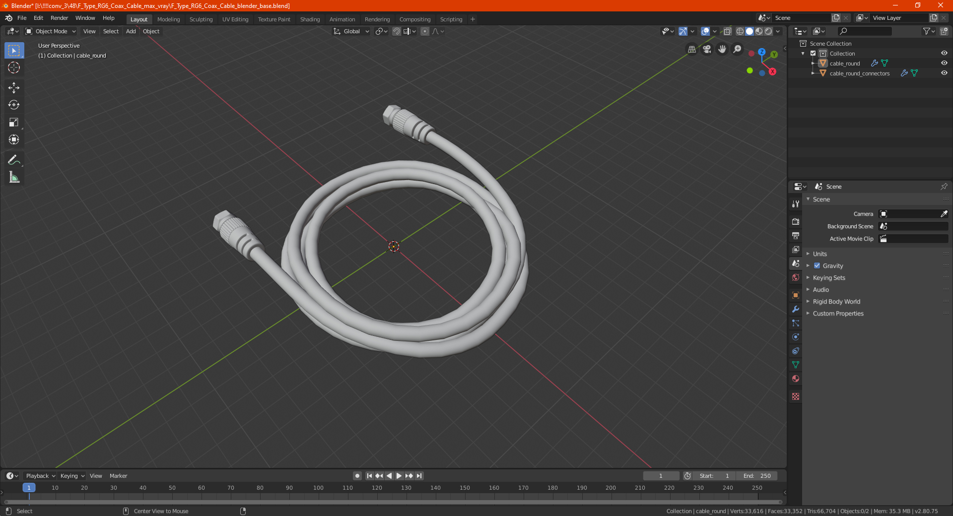 3D F Type RG6 Coax Cable