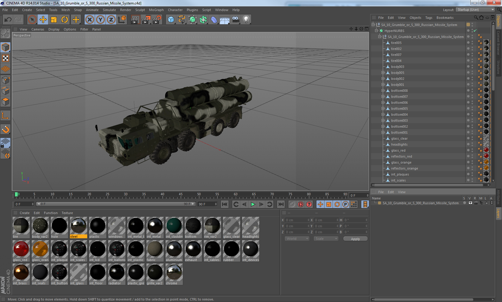 3D model SA 10 Grumble or S 300 Russian Missile System