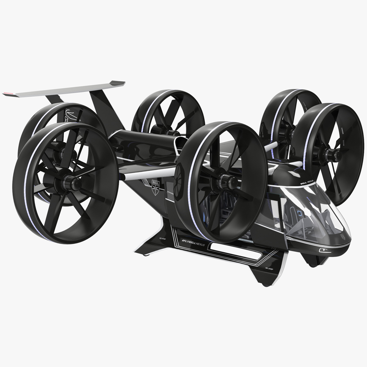 Electric Flying Taxi Bell Nexus Lights On Rigged for Cinema 4D 3D