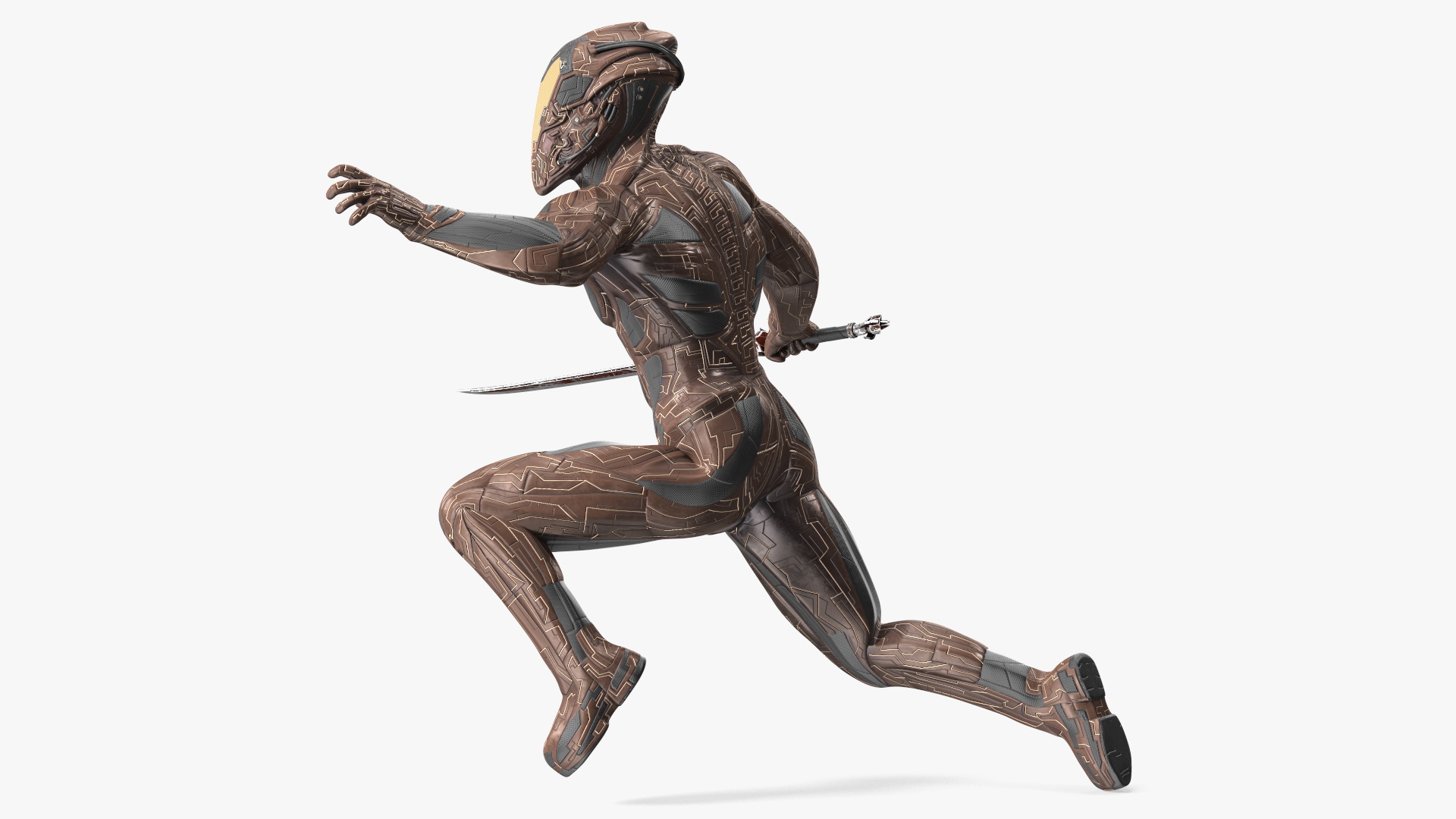 Futuristic Warrior with Sword Running Pose 3D