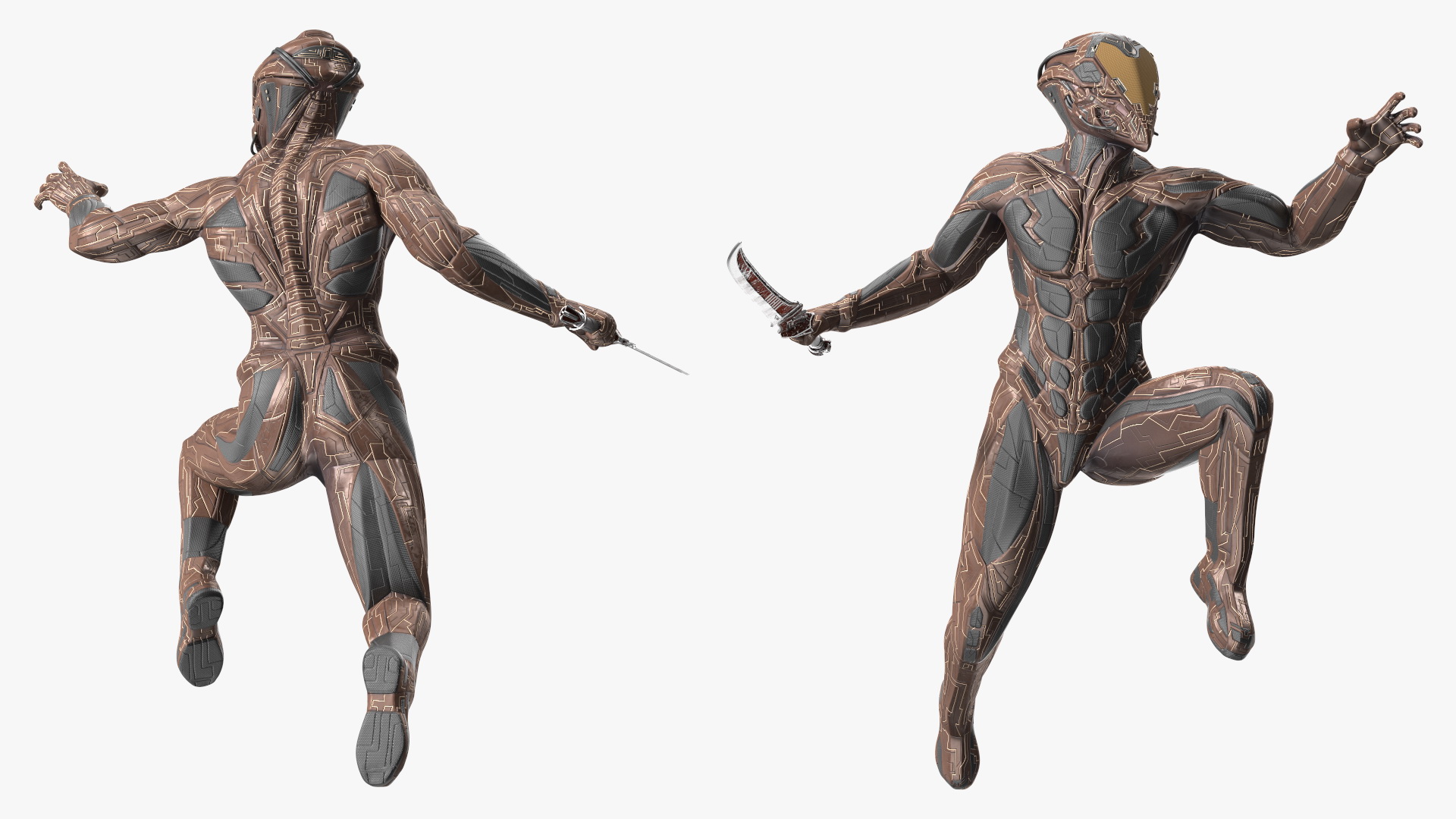 Futuristic Warrior with Sword Running Pose 3D