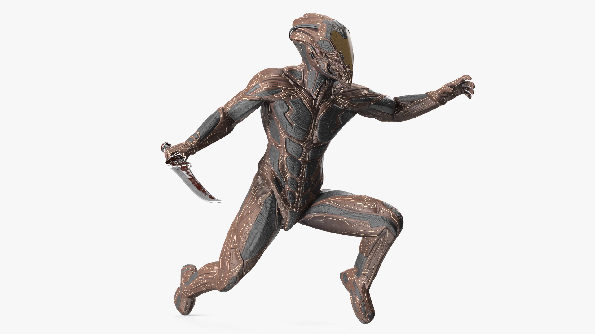 Futuristic Warrior with Sword Running Pose 3D