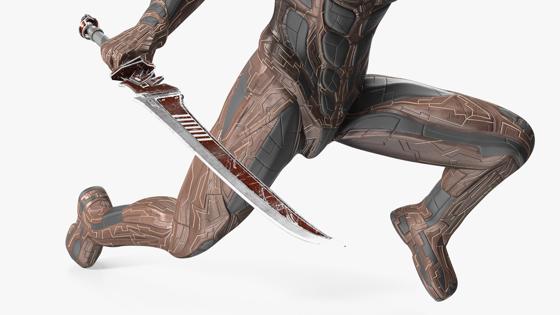 Futuristic Warrior with Sword Running Pose 3D