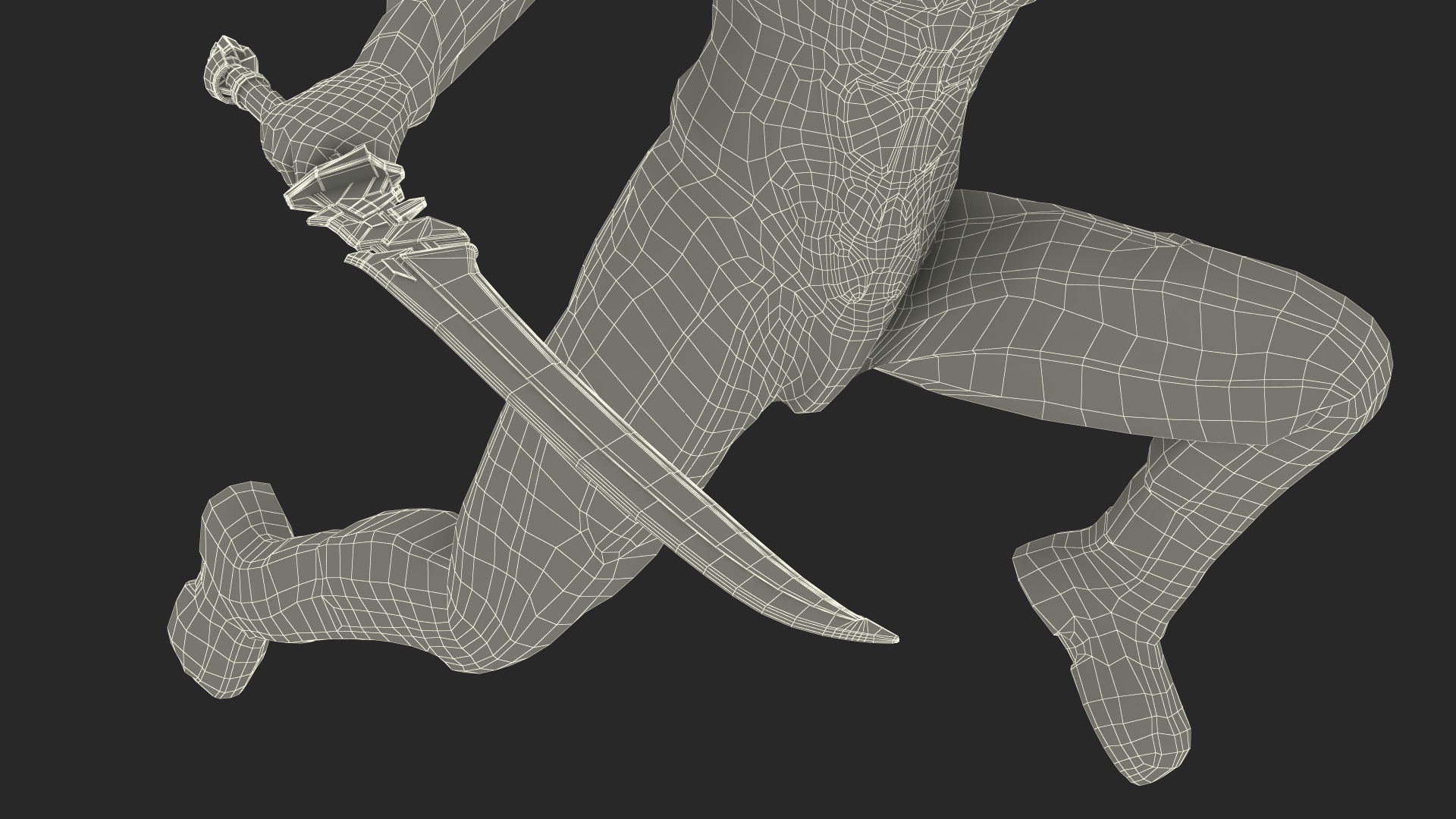 Futuristic Warrior with Sword Running Pose 3D