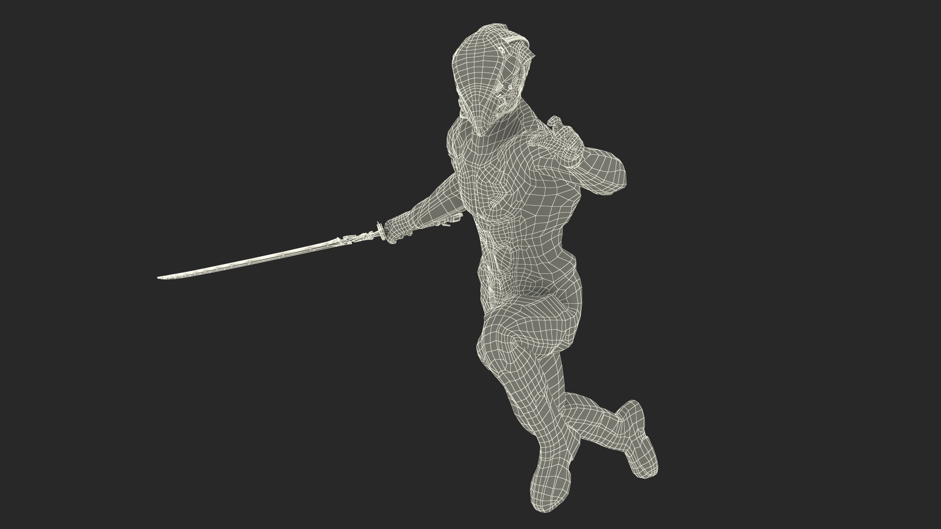 Futuristic Warrior with Sword Running Pose 3D