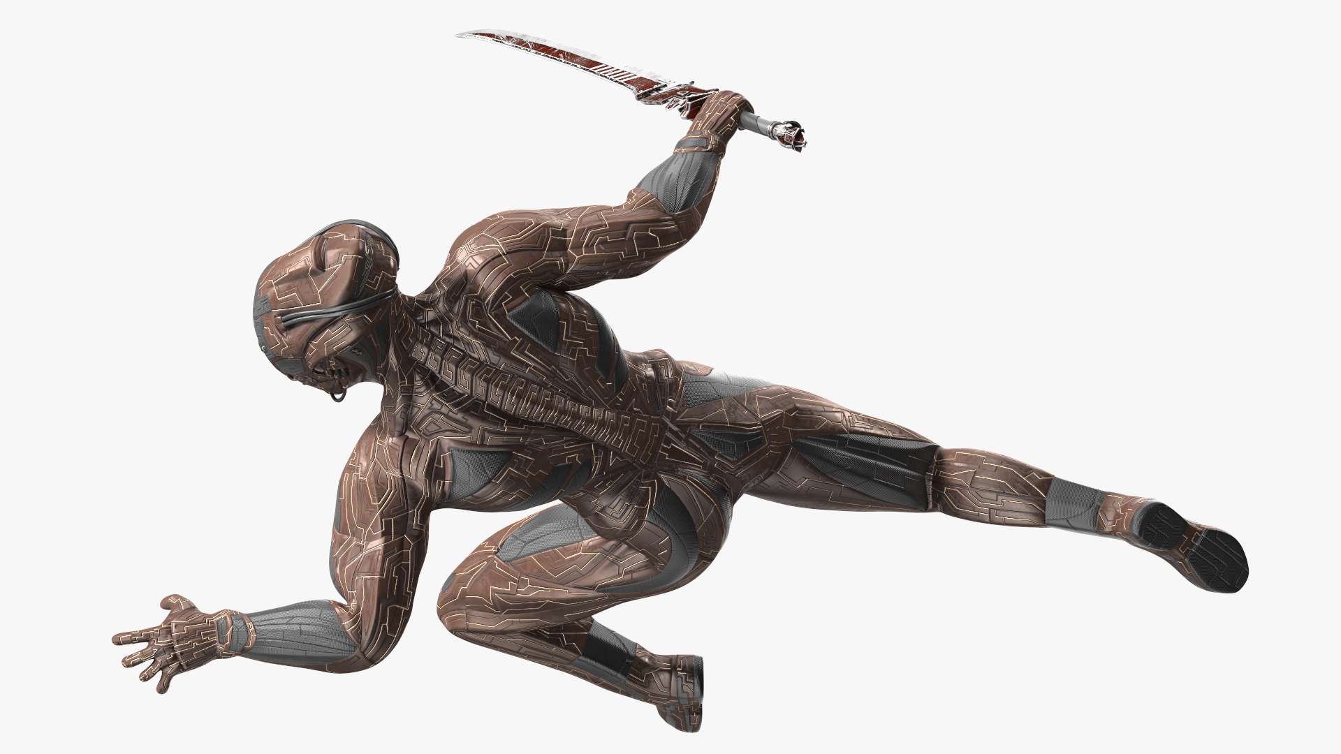 Futuristic Warrior with Sword Running Pose 3D