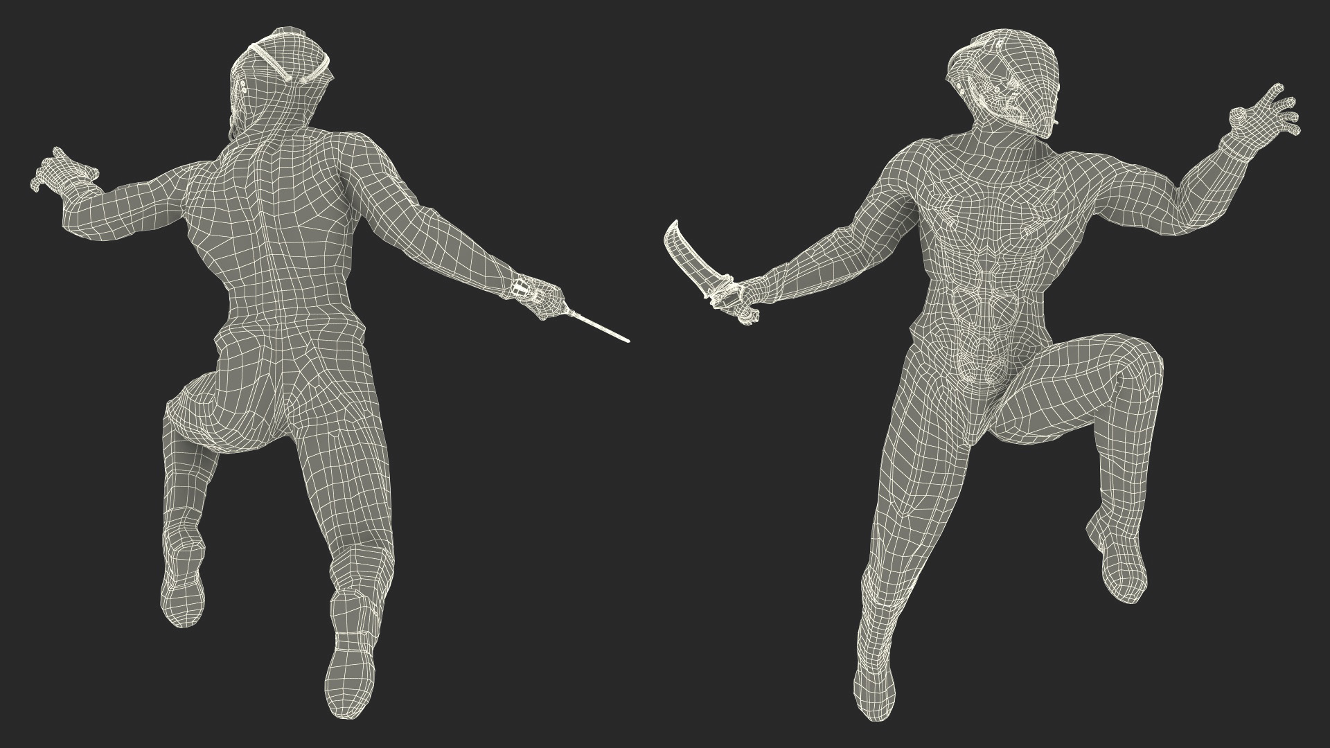 Futuristic Warrior with Sword Running Pose 3D