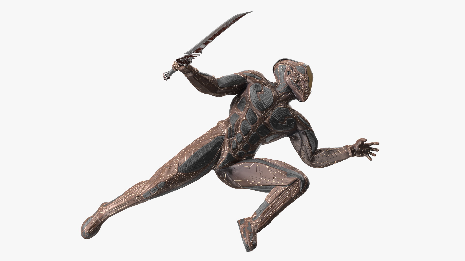 Futuristic Warrior with Sword Running Pose 3D