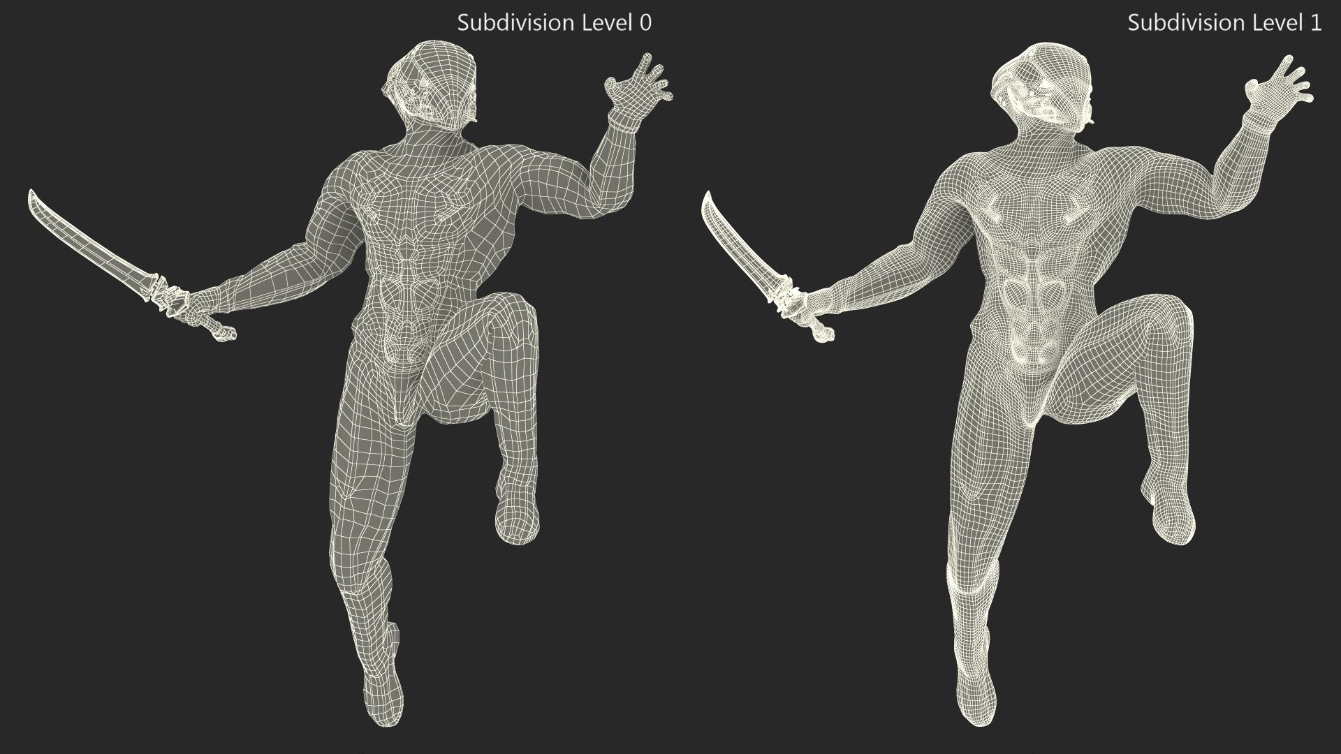 Futuristic Warrior with Sword Running Pose 3D