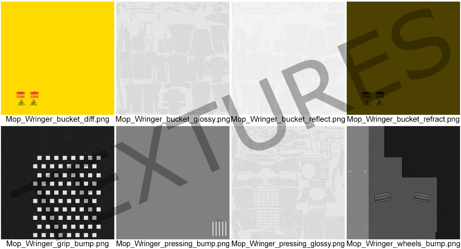 3D Single Mop Bucket Wringer Trolley model