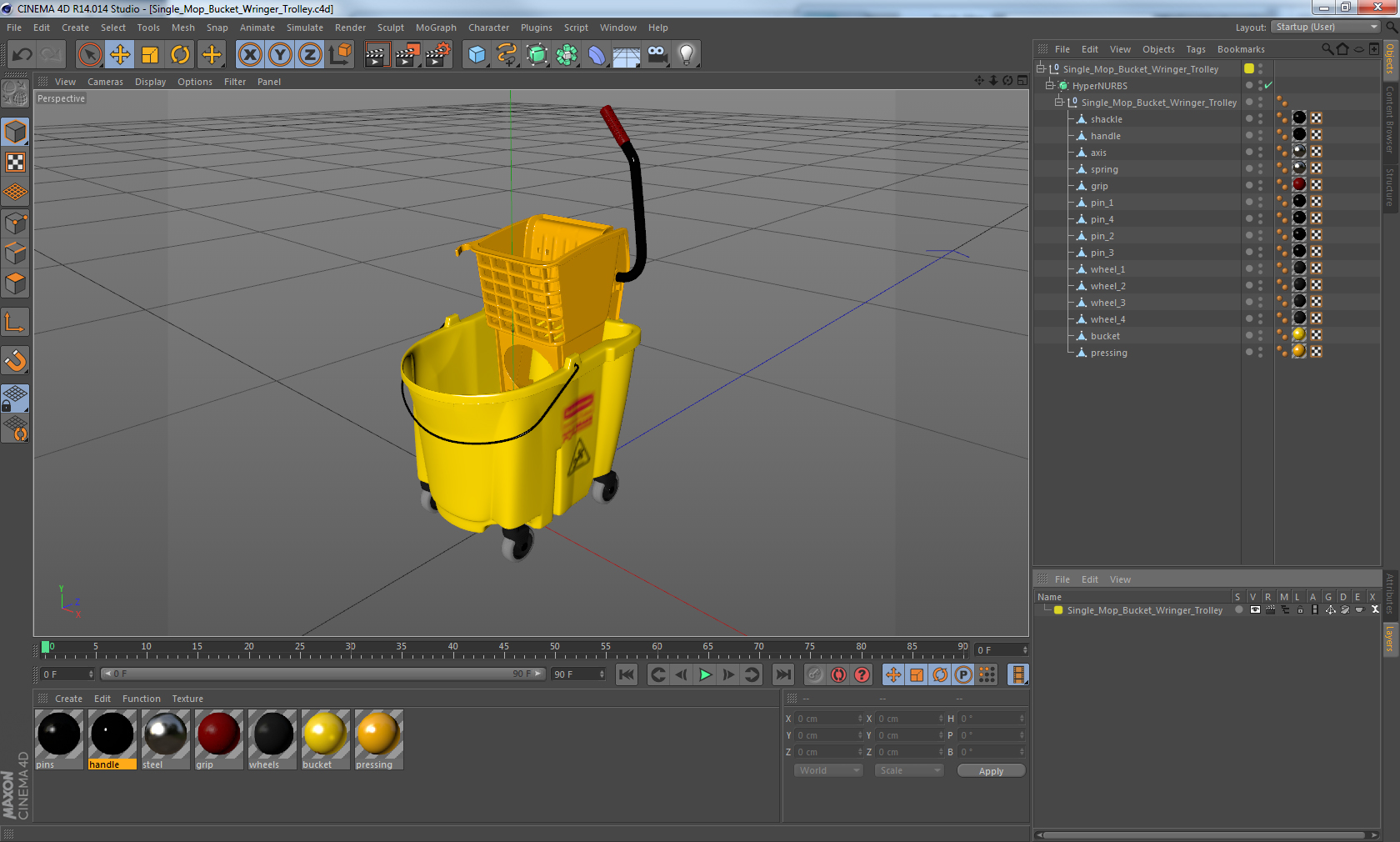 3D Single Mop Bucket Wringer Trolley model
