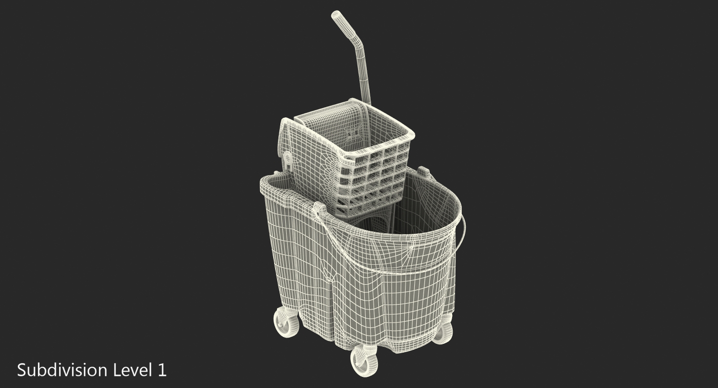 3D Single Mop Bucket Wringer Trolley model