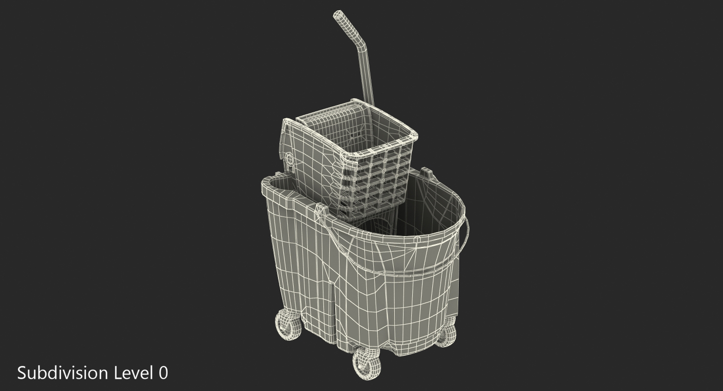 3D Single Mop Bucket Wringer Trolley model