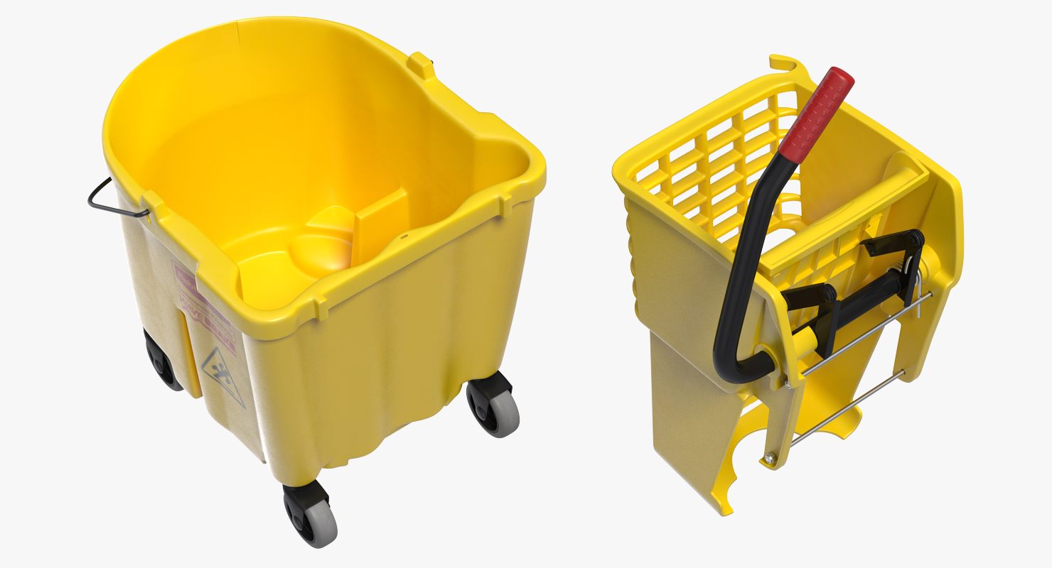 3D Single Mop Bucket Wringer Trolley model