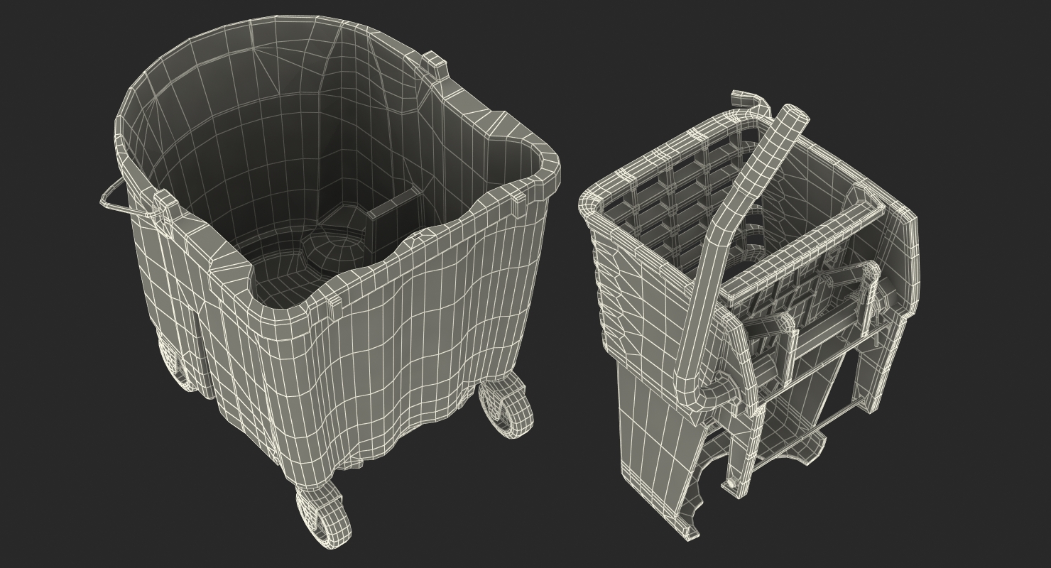 3D Single Mop Bucket Wringer Trolley model