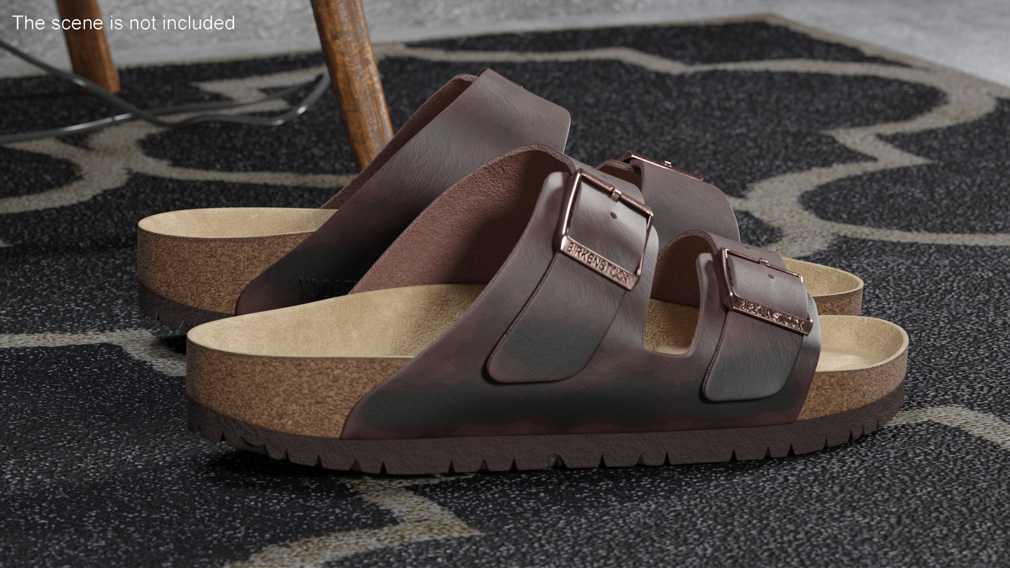 3D model Man Soft Footbed Sandals Dark-Brown