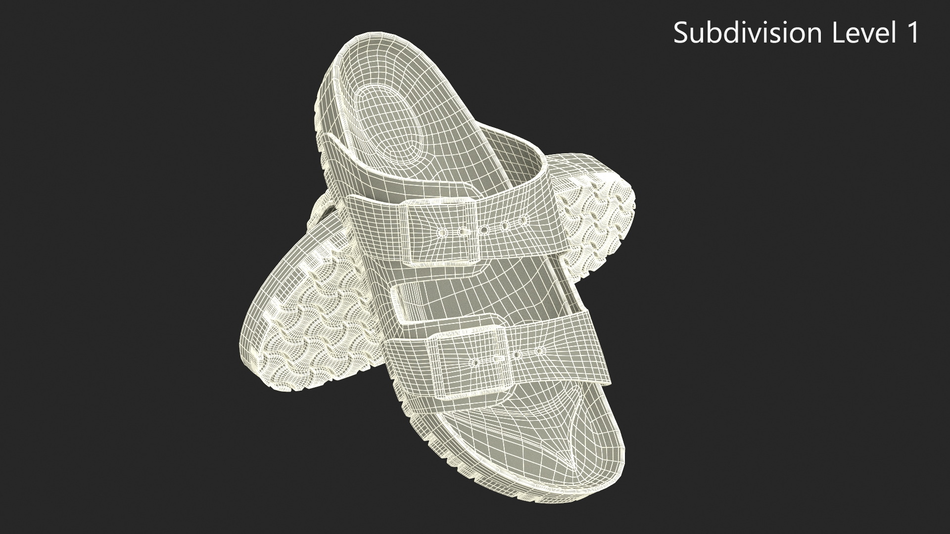 3D model Man Soft Footbed Sandals Dark-Brown