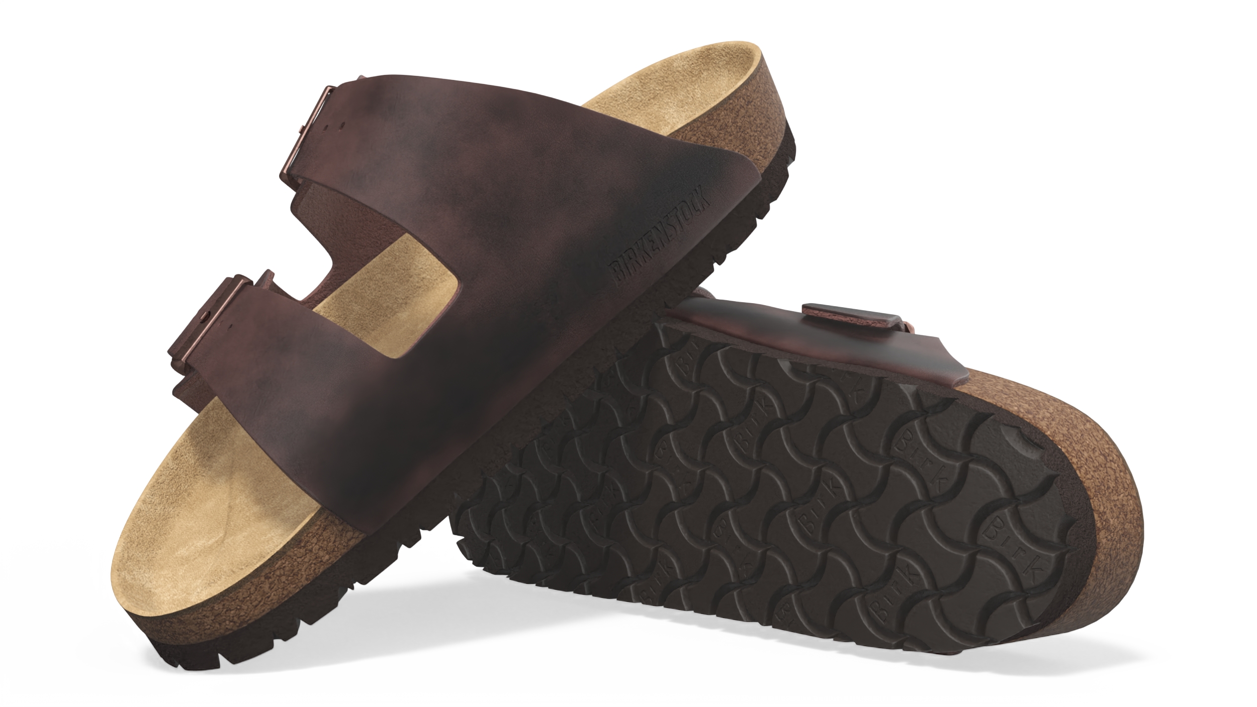 3D model Man Soft Footbed Sandals Dark-Brown