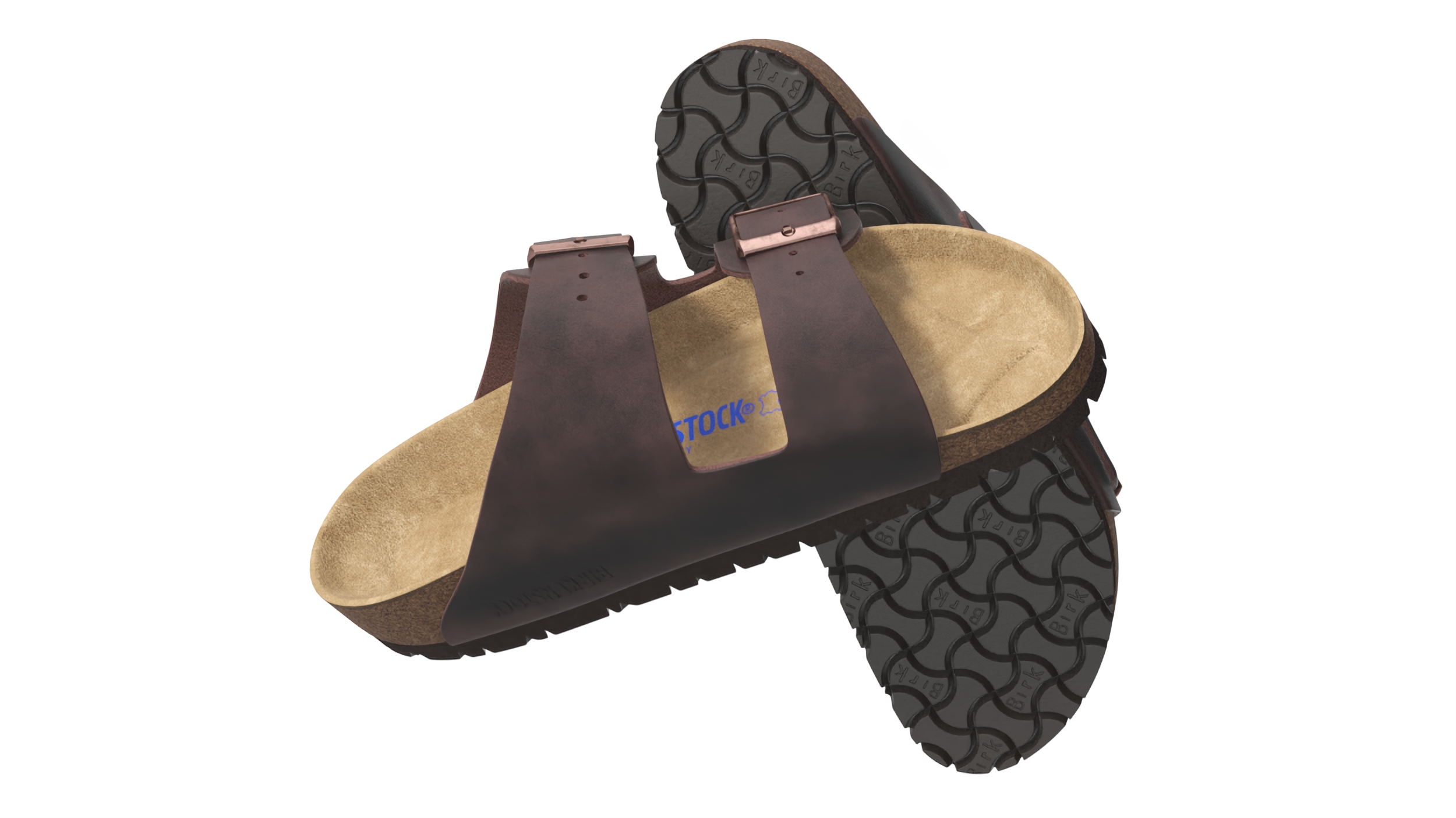 3D model Man Soft Footbed Sandals Dark-Brown