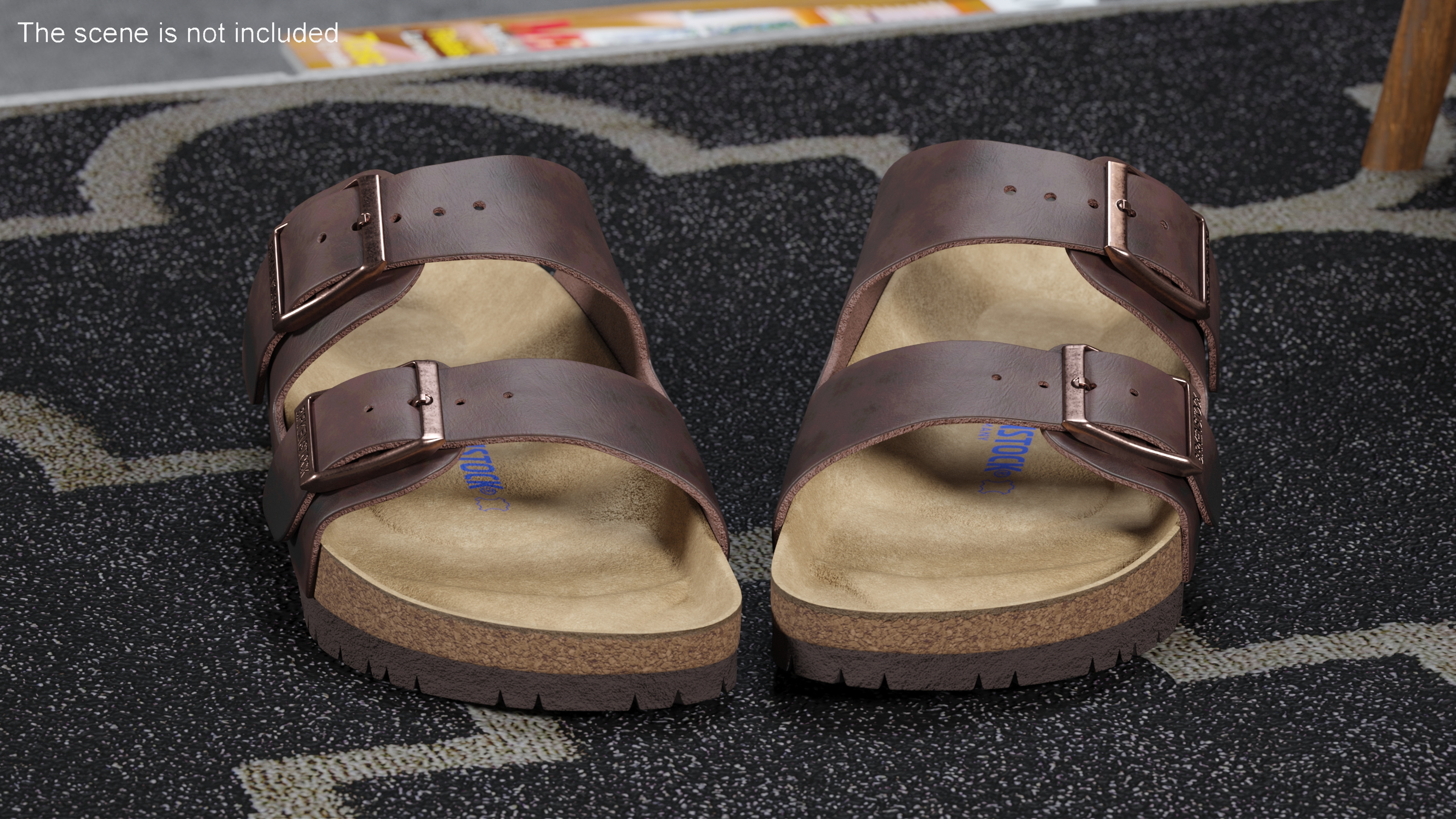 3D model Man Soft Footbed Sandals Dark-Brown