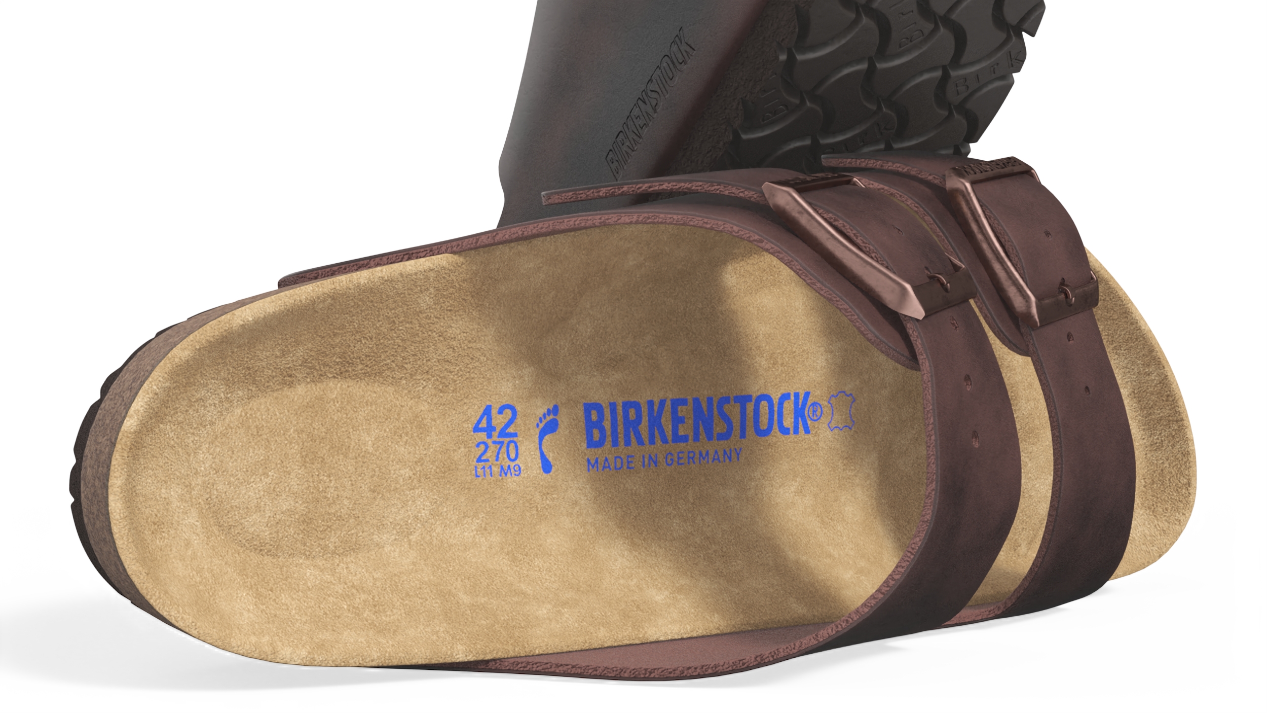 3D model Man Soft Footbed Sandals Dark-Brown