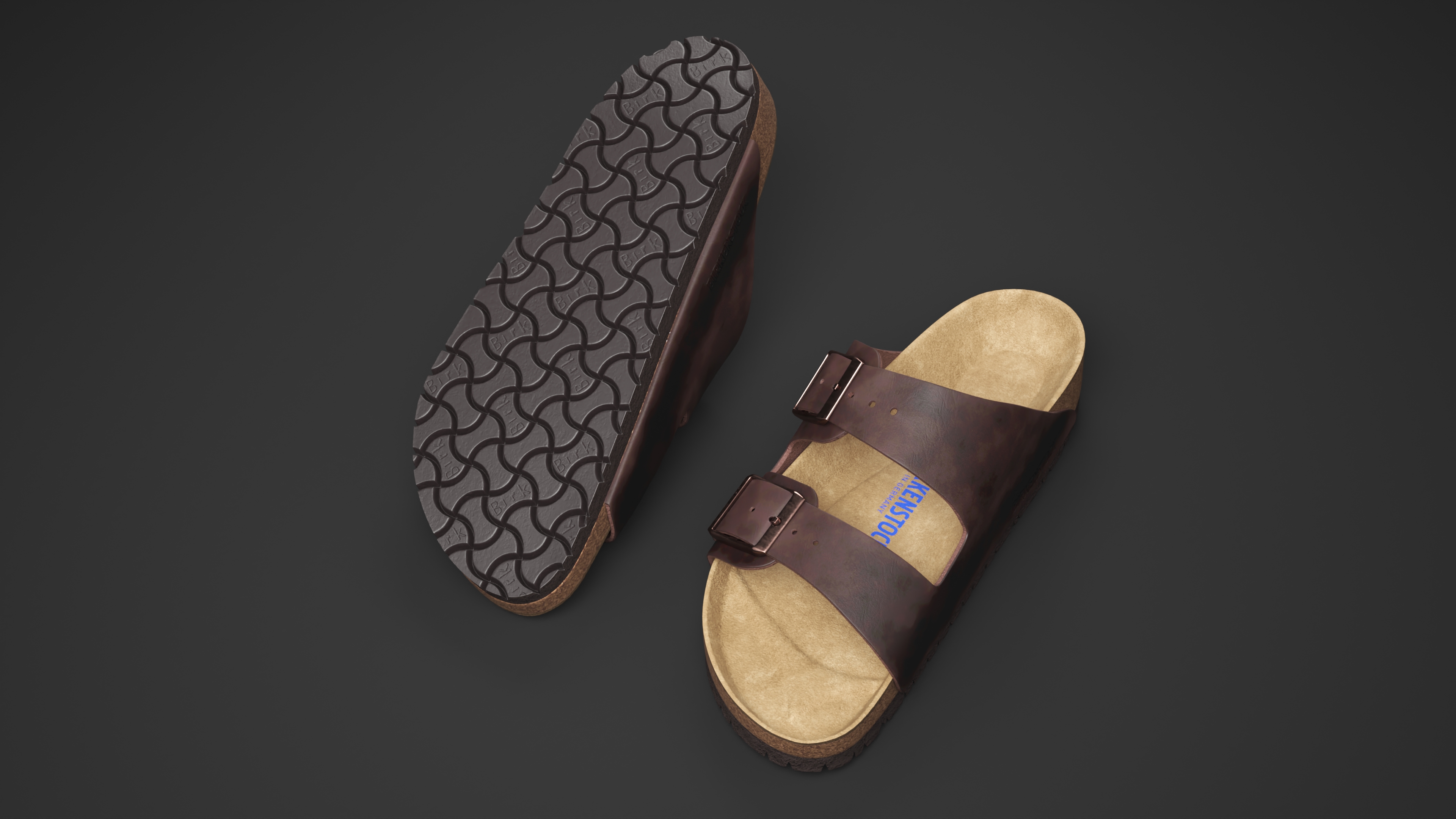 3D model Man Soft Footbed Sandals Dark-Brown