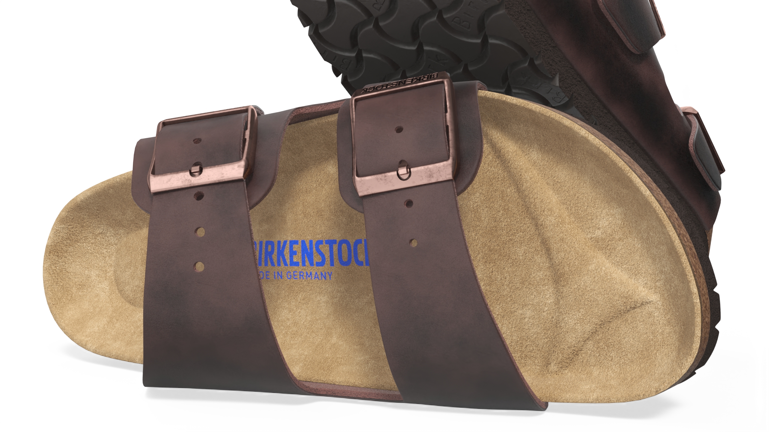 3D model Man Soft Footbed Sandals Dark-Brown
